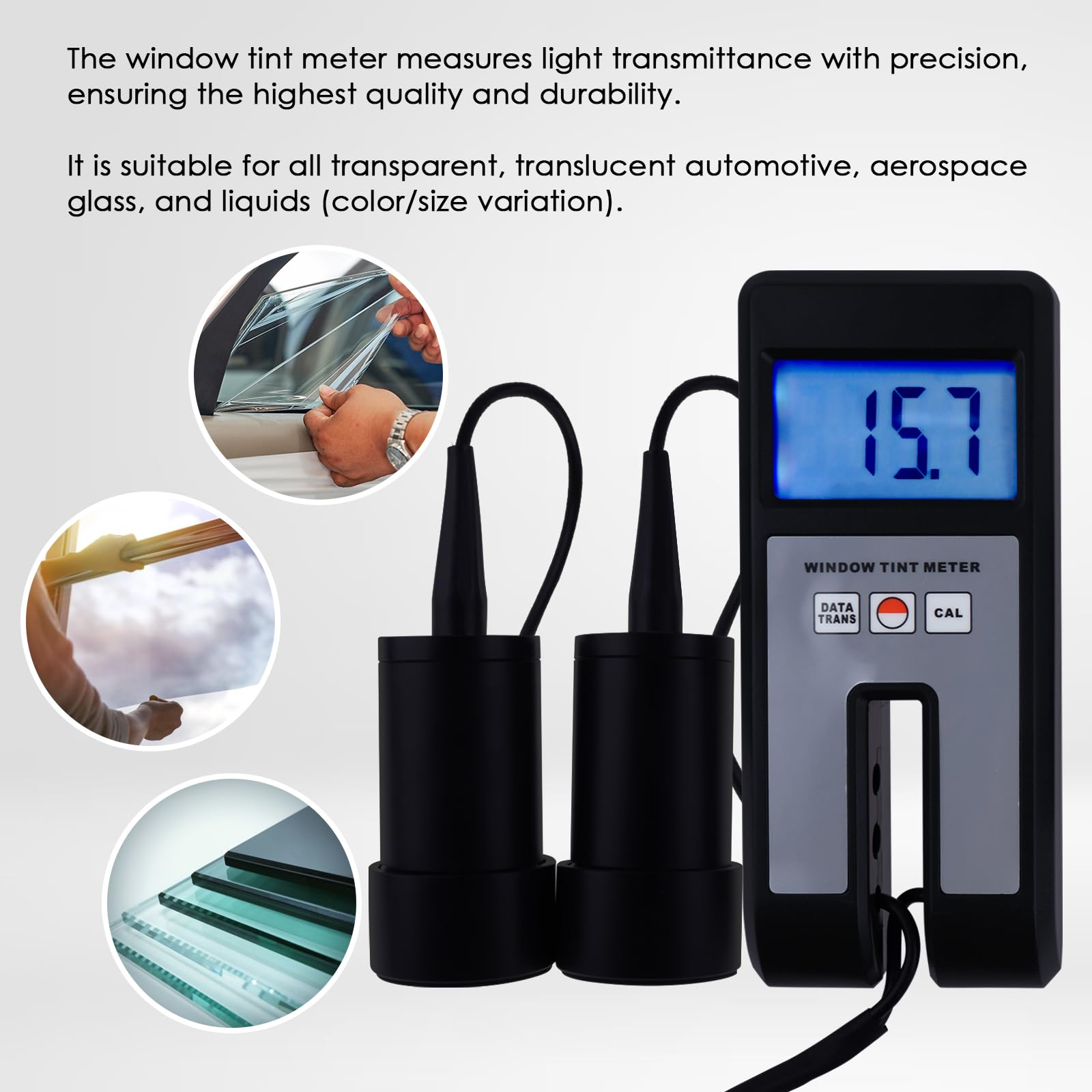 Professional Window Tint Meter 0-100% VLT Tester - Digital Car Film Transmission Gauge for Measuring Auto Tint, Windshield & Glass (Perfect for Auto Shops, DIY Car Enthusiasts & Window Film Installers)