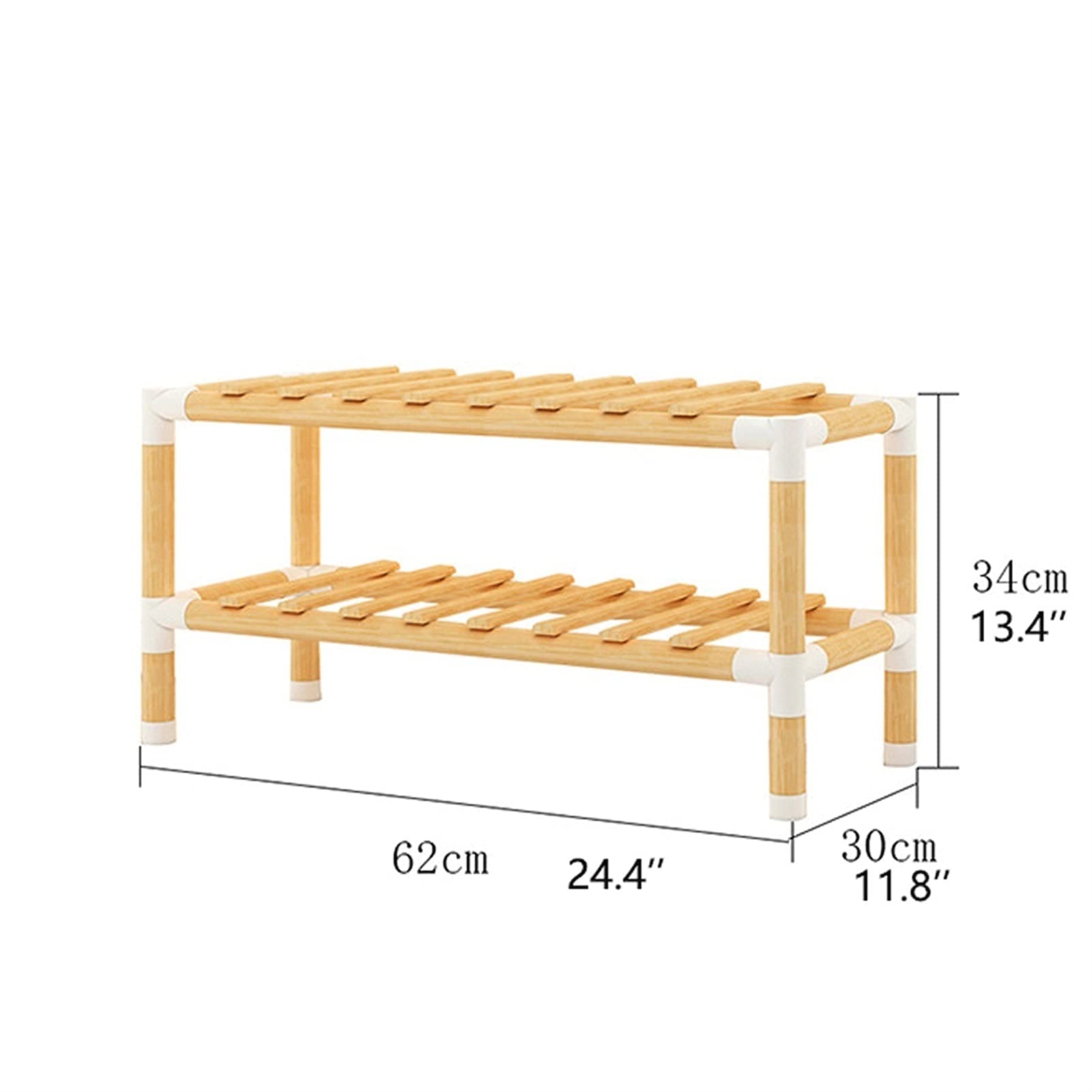 Multifunctional Solid Wood Shoe Rack - 2-Tier Freestanding Shoe Storage Shelf for Bedroom, Closet, Entryway - Perfect for Organizing Shoes, Boots & Sandals in Small Spaces