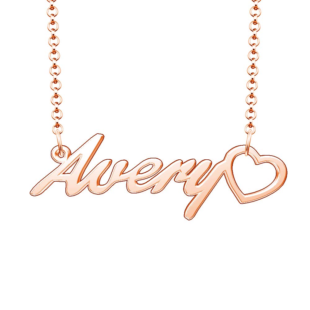 Personalized Rose Gold Plated Heart Pendant Necklace with Custom Name - Perfect Gift for Anniversary, Valentine's Day & Mother's Day Jewelry
