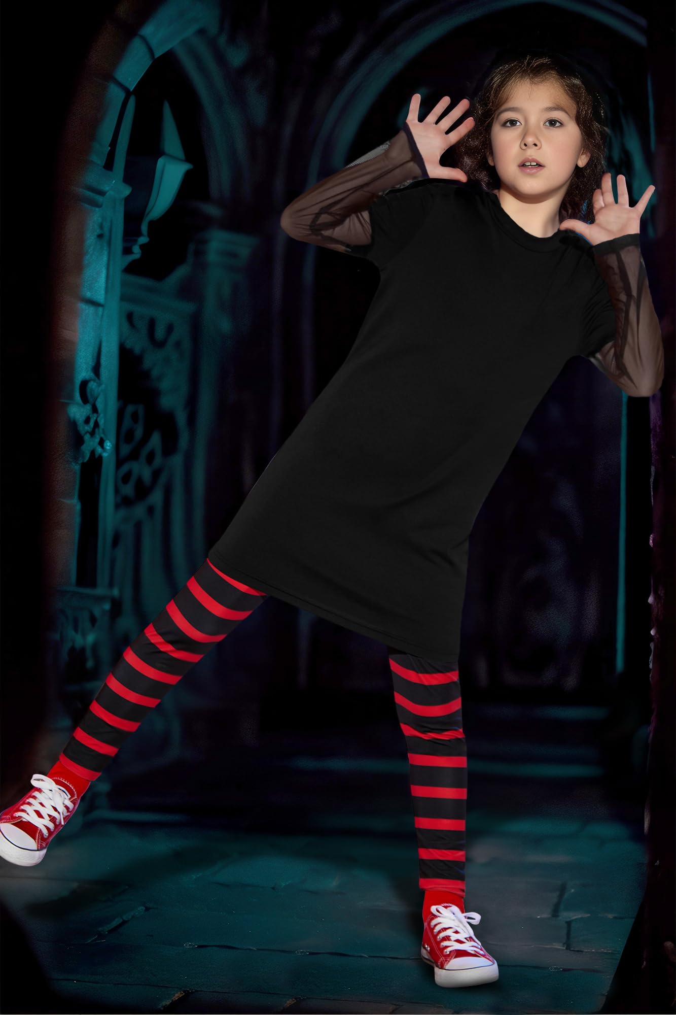 BesserBay Halloween Costume for Girls - Vampire Dress with Leggings (Ages 4-12) | Kids Party Outfit, Trick or Treat Costume, Cosplay Dress Up