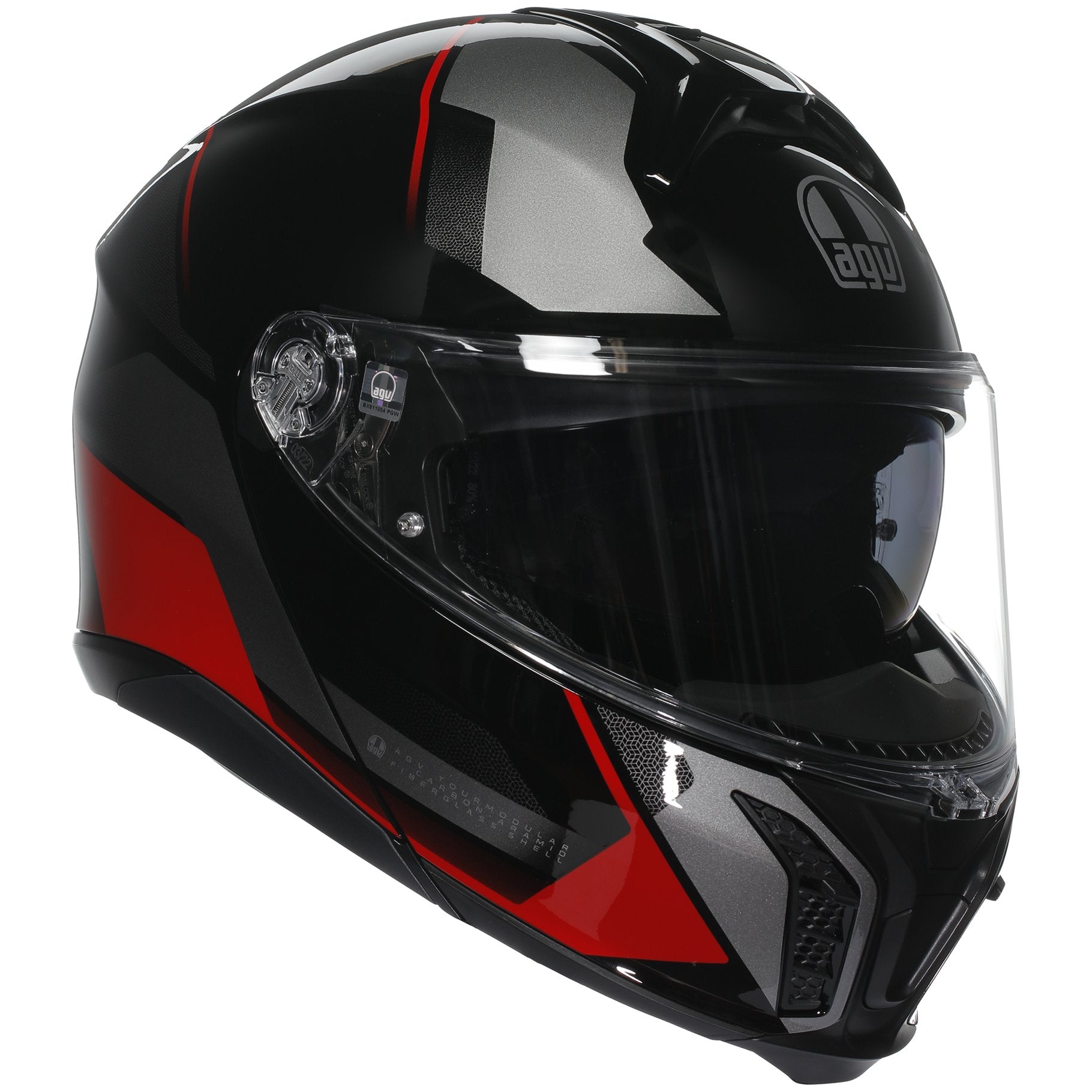 AGV Tourmodular Perception Black/Red Motorcycle Helmet - Lightweight, DOT & ECE Certified for Street & Racing - Perfect for Urban Commuting & Track Days