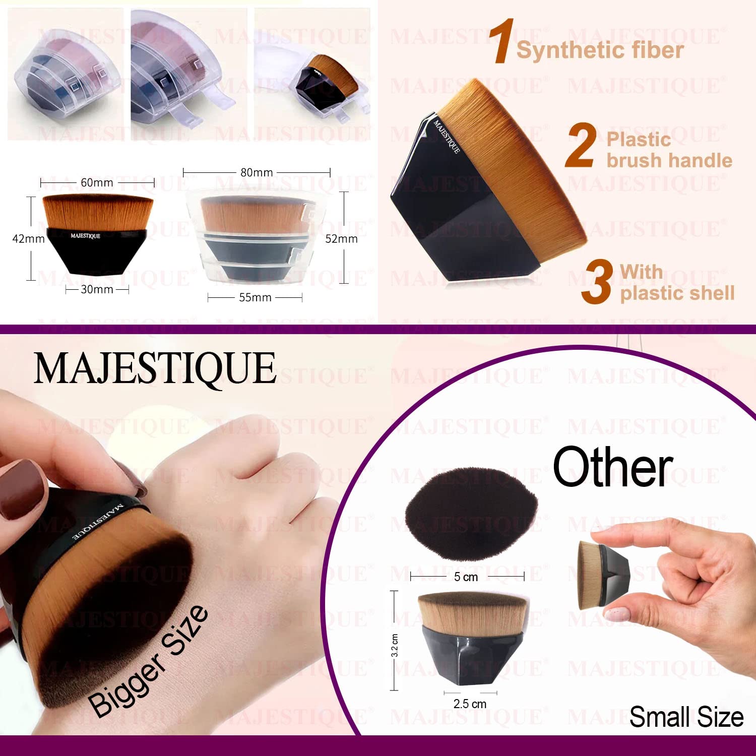 Majestique Premium Magic Foundation Brush & Makeup Sponge Set - Professional Blending Sponge for Liquid, Powder & Cream Makeup - Soft Kabuki Brush for Flawless Foundation & Blush Application - Perfect for Women & Girls (Pack of 2) | Ideal for Daily Makeup Routine, Travel & Professional Makeup Kits