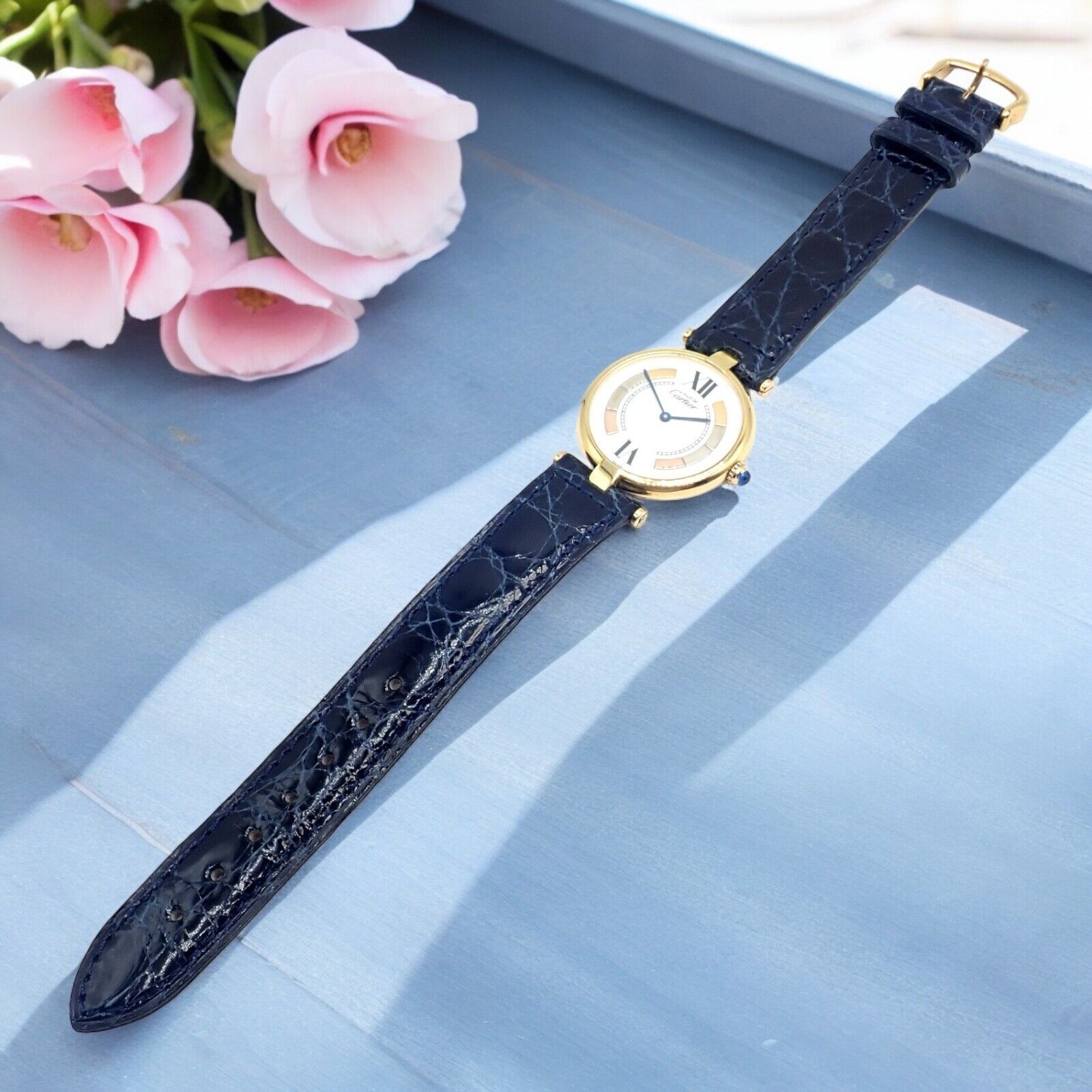 Cartier Must De Silver 925 Vermeil Round Quartz Watch 30mm - Luxury Women's Timepiece for Business & Evening Events