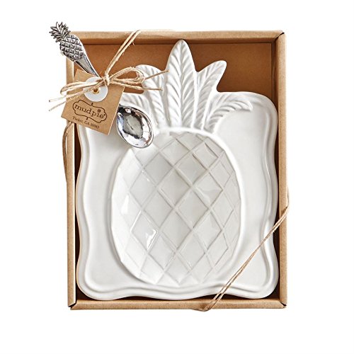 Mud Pie Pineapple 2-Piece Ceramic Candy Dish Set - Elegant Serving Bowl for Candy, Nuts & Snacks - Perfect for Parties, Home Decor & Gift Giving