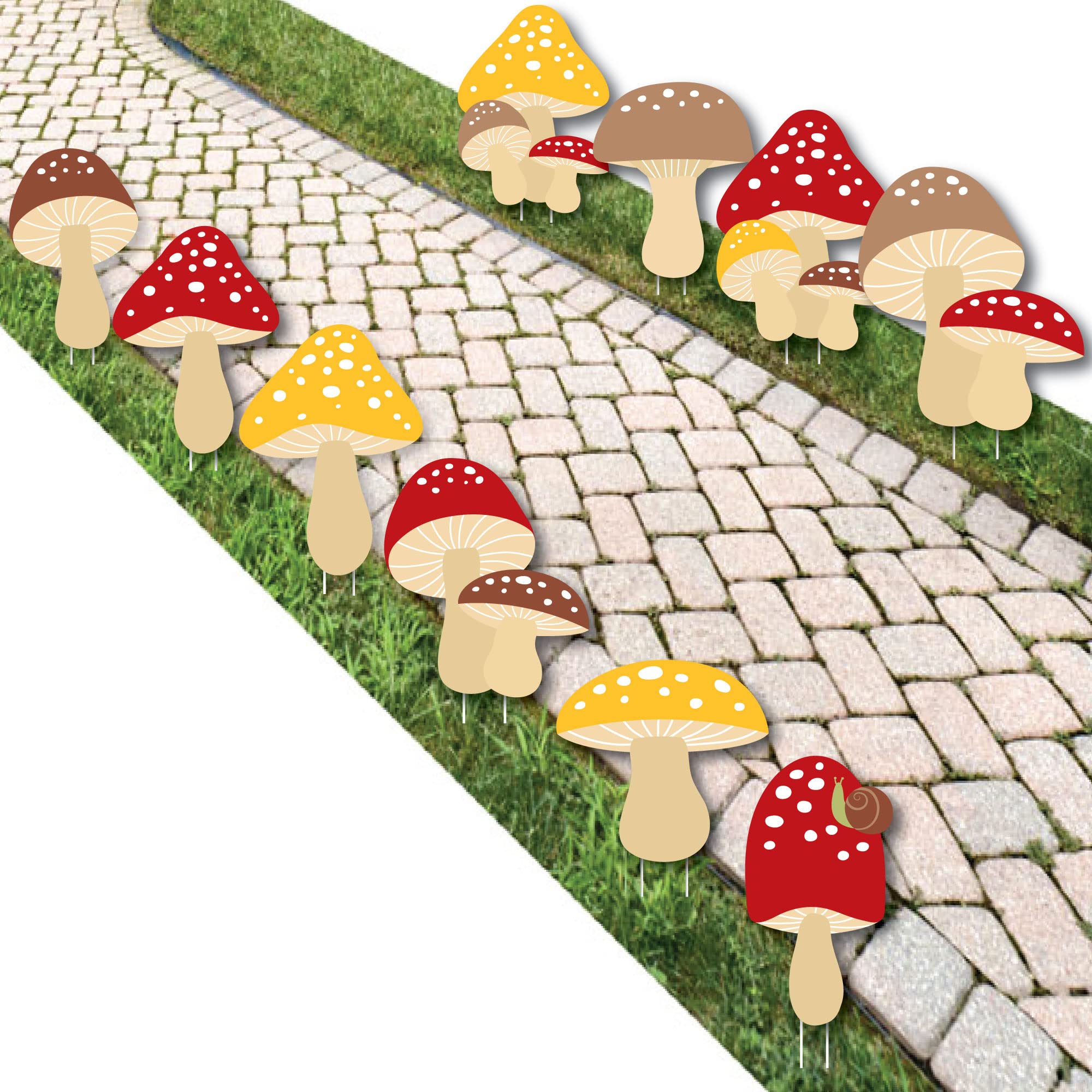 Big Dot of Happiness Wild Mushroom Decor Set - 10-Piece Outdoor Red Toadstool Lawn & Garden Decorations for Parties, Fairy Gardens, and Backyard Landscaping | Waterproof Yard Ornaments for Spring, Summer & Fall