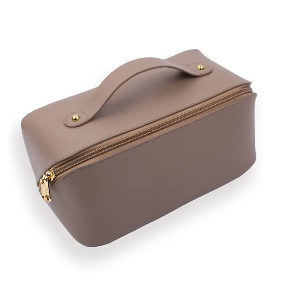 Large Waterproof Leather Cosmetic Bag - Travel & Skincare Organizer for Women