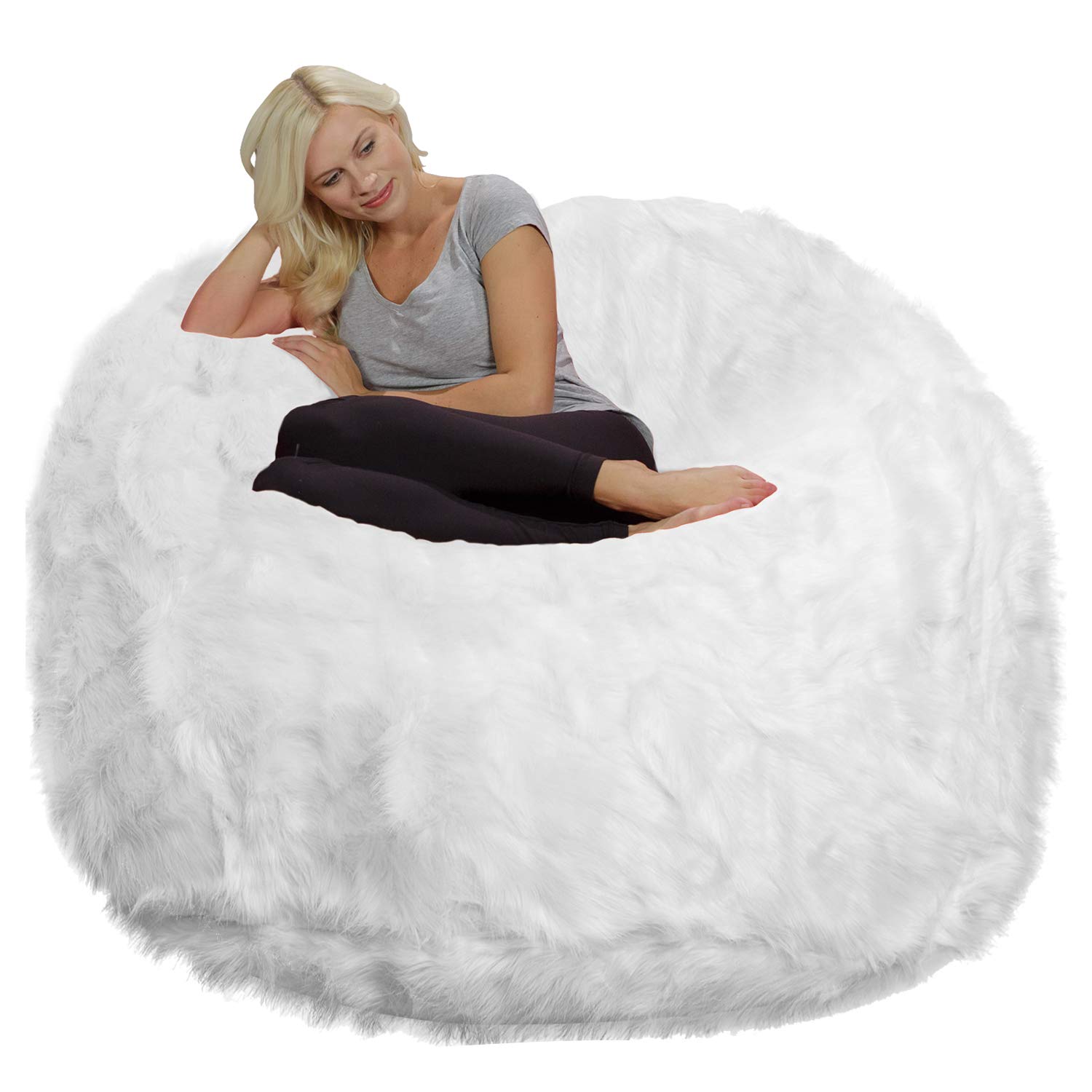 Chill Sack Giant 6-Foot Memory Foam Bean Bag Chair with Plush Faux Fur Cover - Oversized Comfort for Living Room, Game Room & Dorm Relaxation