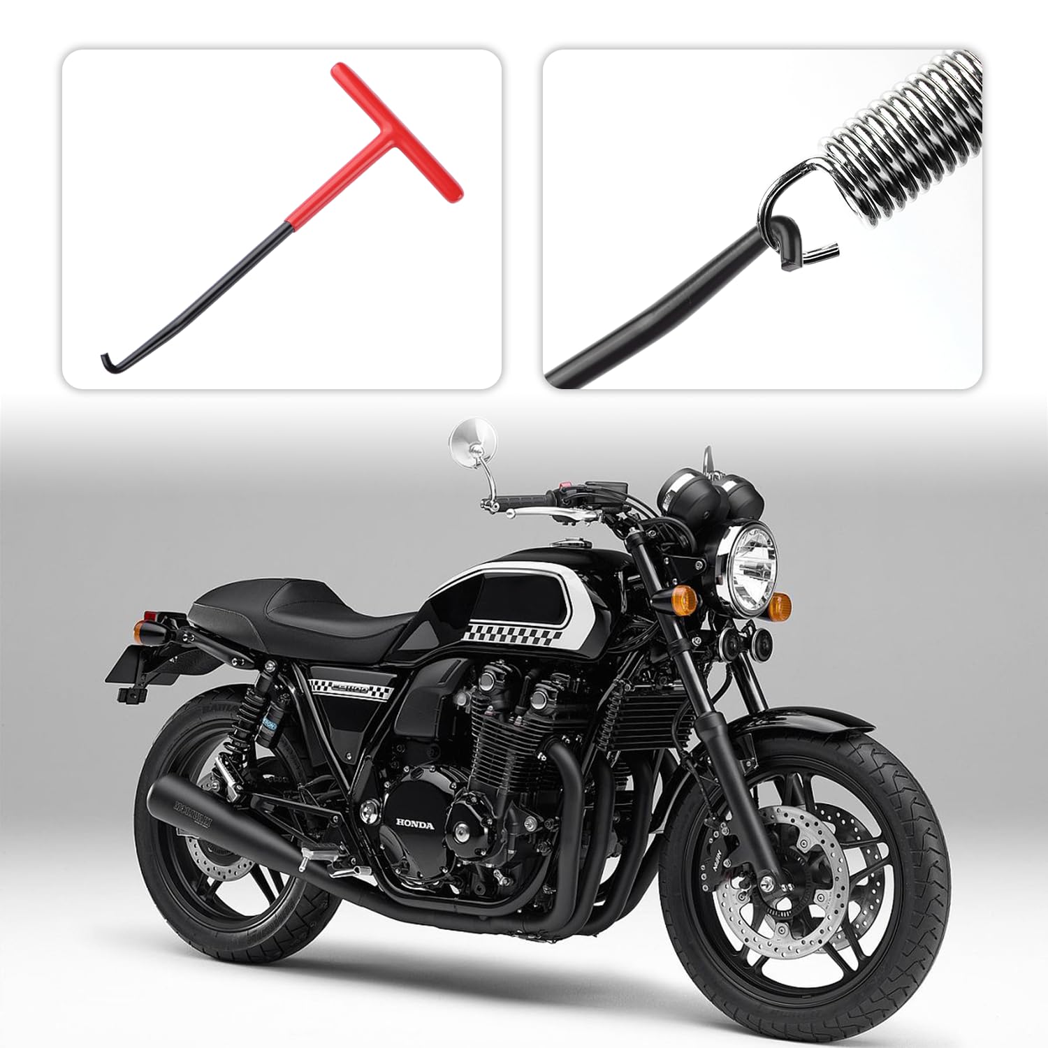 2PCS Motorcycle Exhaust Spring Puller Tool - T Handle Exhaust Hanger Removal Tool for Exhaust, Seat, Tank Retainers & Side Bracket Springs - Universal Motorcycle Accessories for Easy Installation & Removal