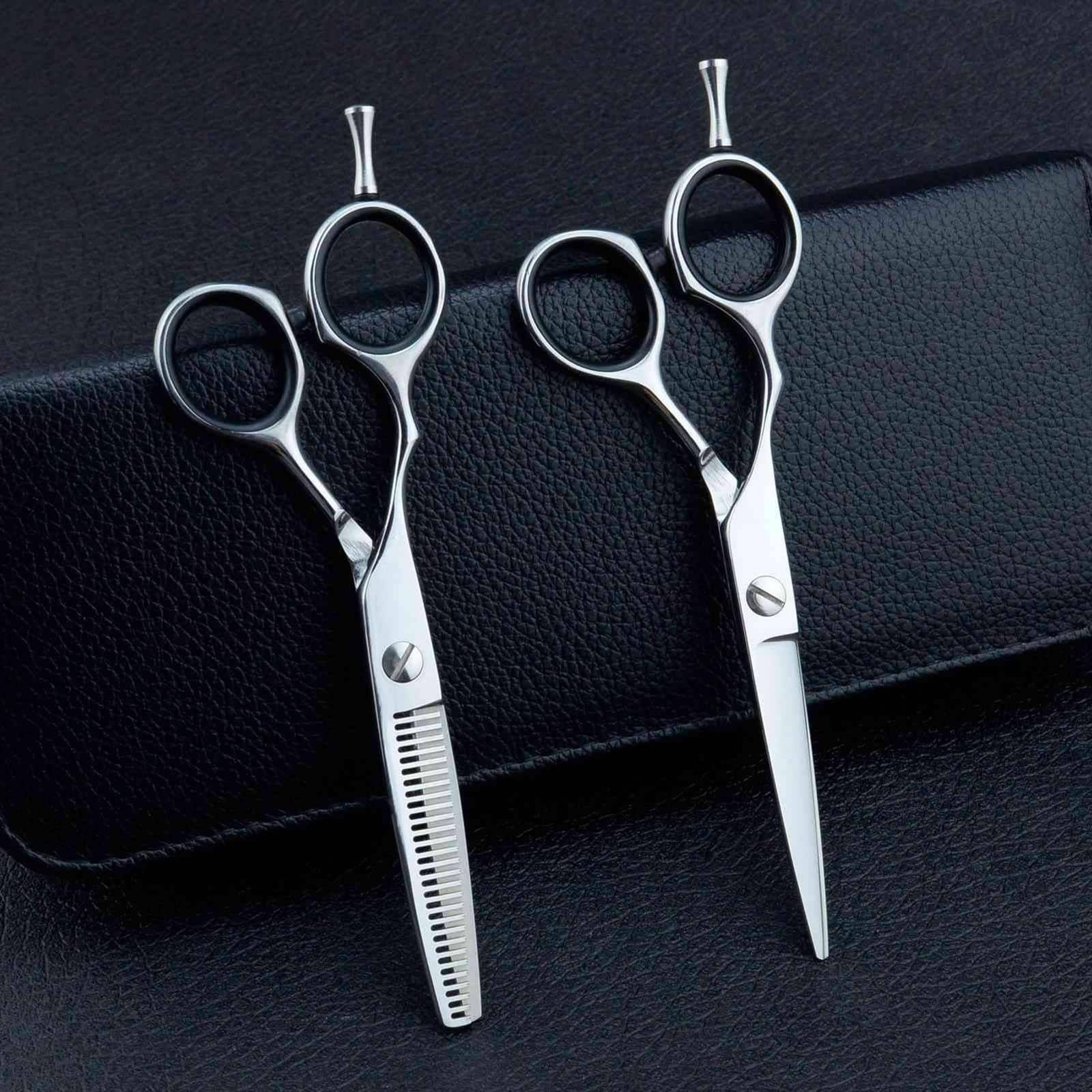 Professional Left-Handed Hairdressing Scissors Kit - 5.5 Inch Japan 440C Steel Thinning Shears for Left-Handed Barbers & Stylists - Perfect for Precision Hair Cutting, Styling & Salon Use