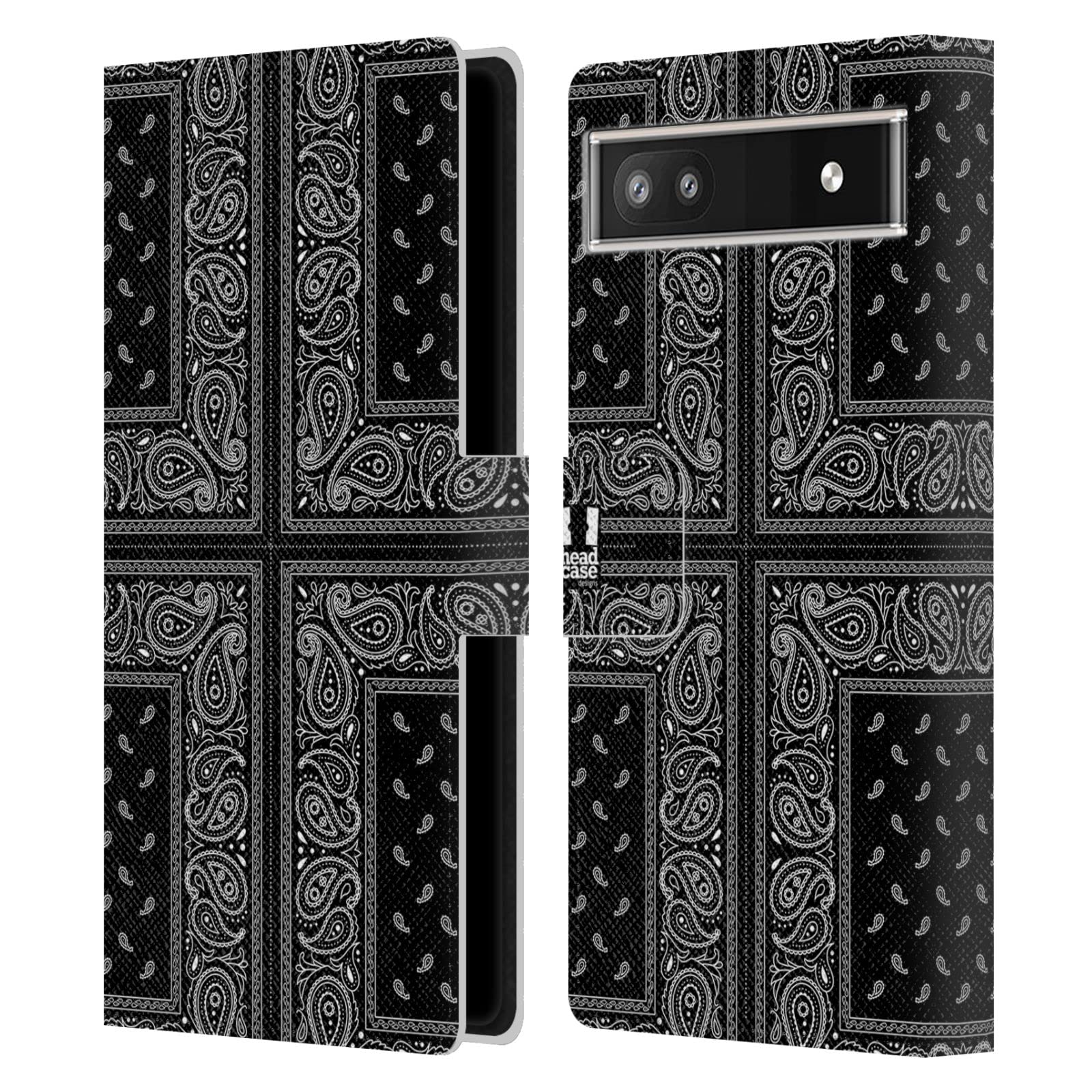 Cross Black Paisley Leather Wallet Case for Google Pixel 6a - Stylish Protection