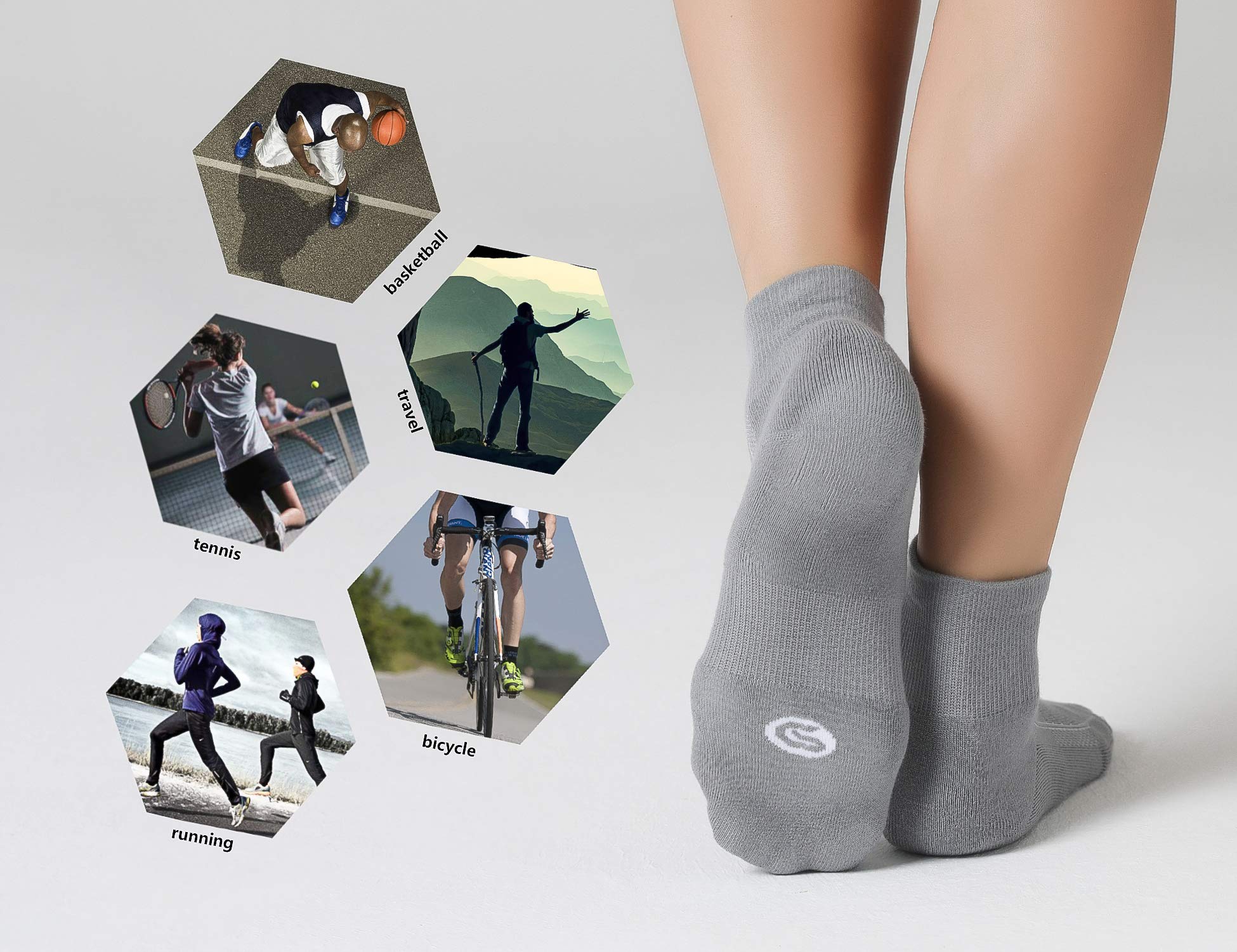 CS CELERSPORT 6 Pairs Women's Running Ankle Socks - Breathable Athletic Sports Socks with Cushioning for Jogging, Gym & Workout - Comfortable Non-Slip Performance Socks for Women
