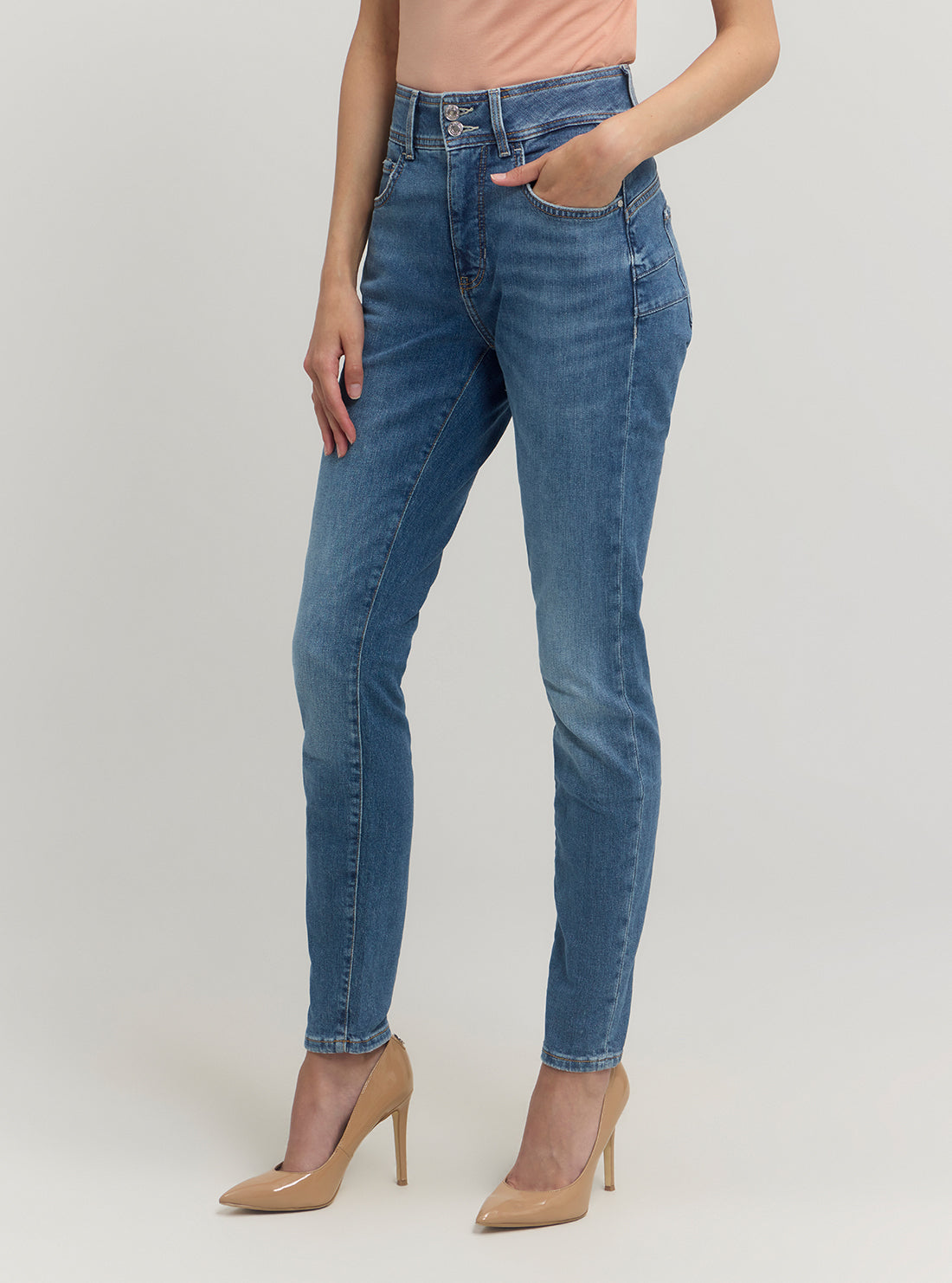Best Blue Denim Shape Up High Rise Jeans for Women - Mid Wash Slimming Stretch Skinny Jeans - Perfect for Casual Wear, Office & Date Nights