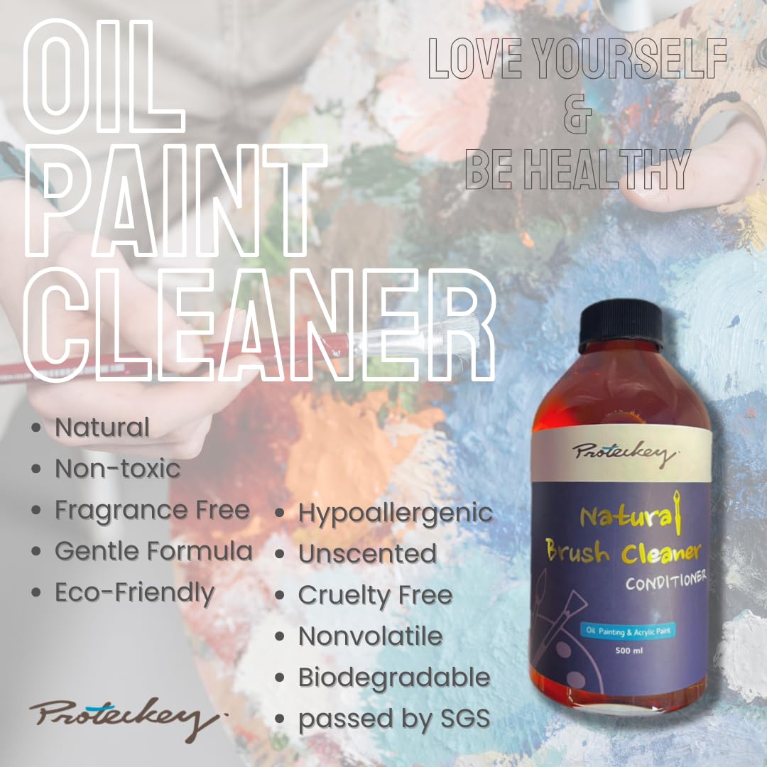 Natural Paint Brush Cleaner & Conditioner - Non-Toxic, Odorless for Oil & Acrylic Paints - Perfect for Kids & Artists