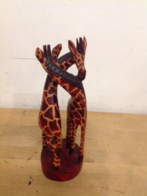 12 Handmade Wooden Giraffe Figurines - African Safari Animal Decor for Home, Nursery & Office Display