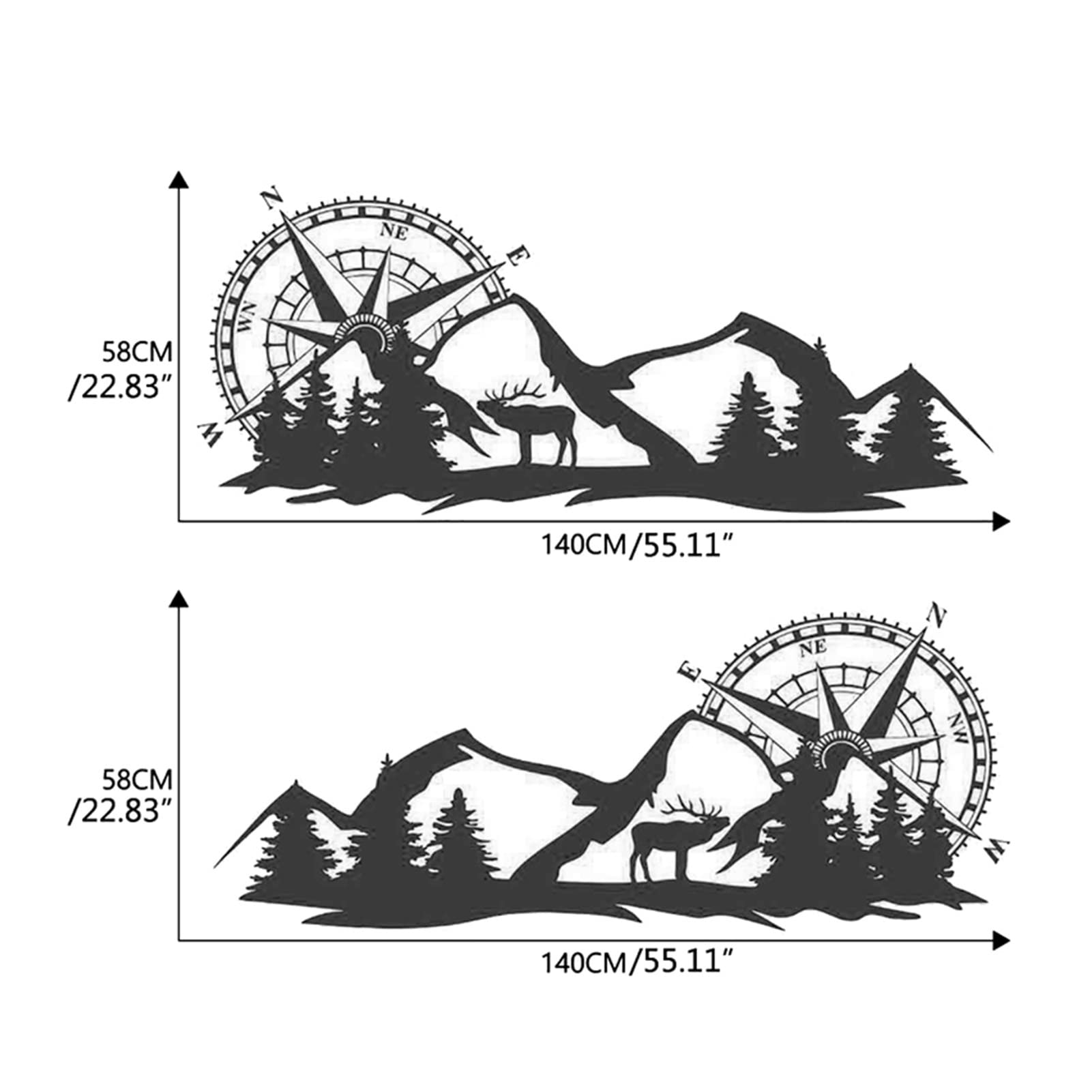 Universal RV Motorhome Body Sticker - DIY Compass Navigation Animal Decal for Cars, Caravans & Trailers | Waterproof Vinyl Decoration (Black) - Perfect for Road Trips, Camping & Outdoor Adventures