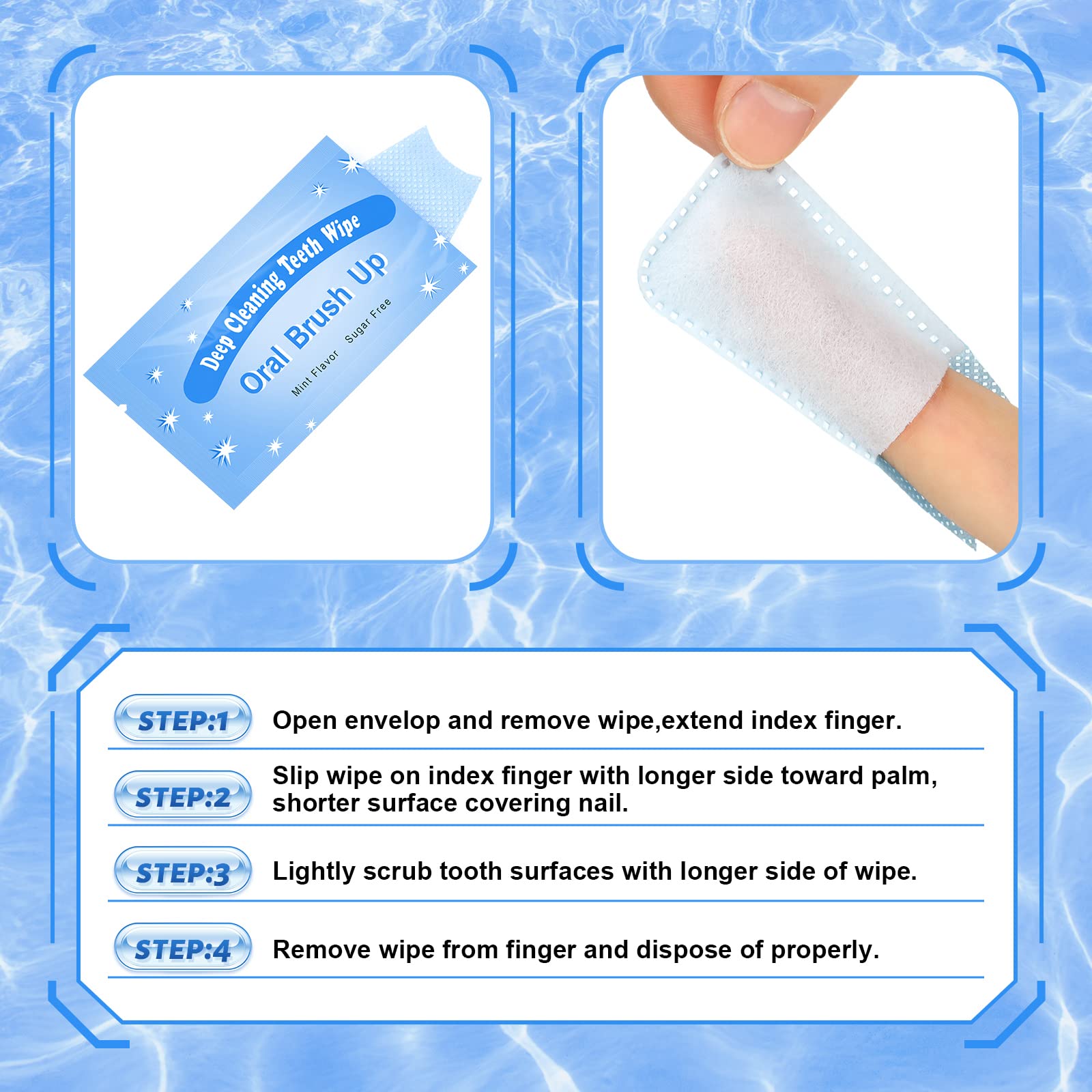 300 Pcs Disposable Finger Toothbrush Wipes - Textured Surface for Deep Teeth Cleaning, Oral Care for Adults & Kids - Perfect for Travel, Camping, and Post-Dental Care - Individually Wrapped Bulk Pack