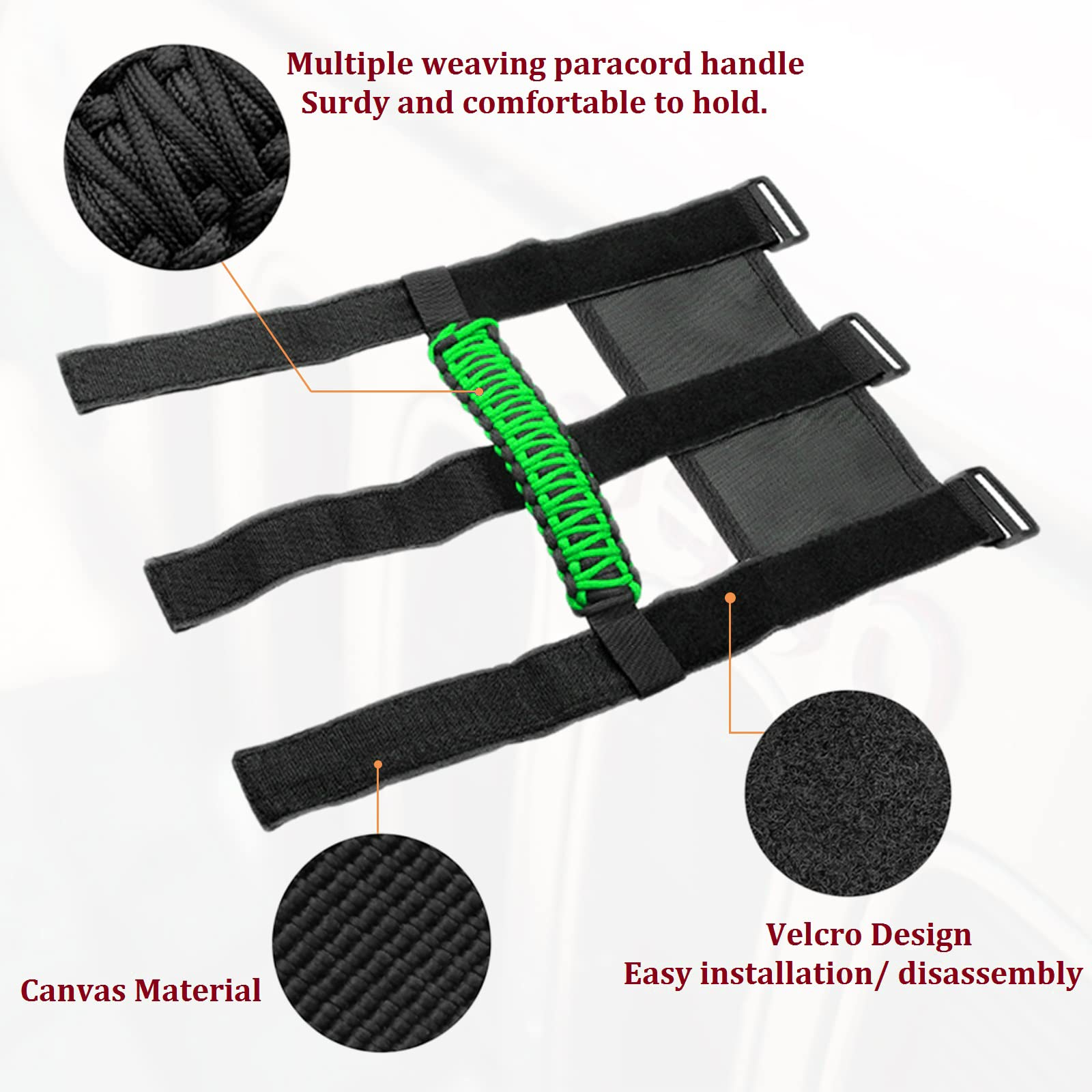 US Flag Roll Bar Grab Handle for Jeep Wrangler YJ TJ JK JKU JL JLU & Gladiator JT (1955-2023) - 4PCS Green Off-Road Accessories - Perfect for Trail Riding & Outdoor Adventures