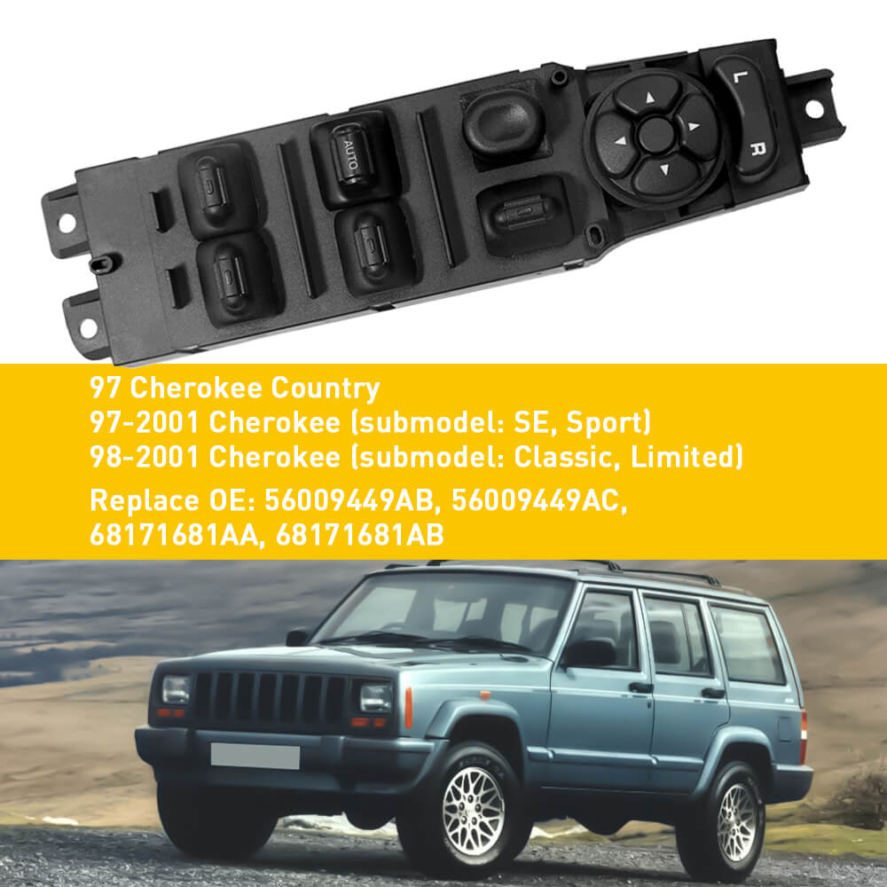 1997-2001 Jeep Cherokee Power Window Switch - 12+8 Pin Master Control Button for Driver Side (Perfect for Window Repair & Replacement)