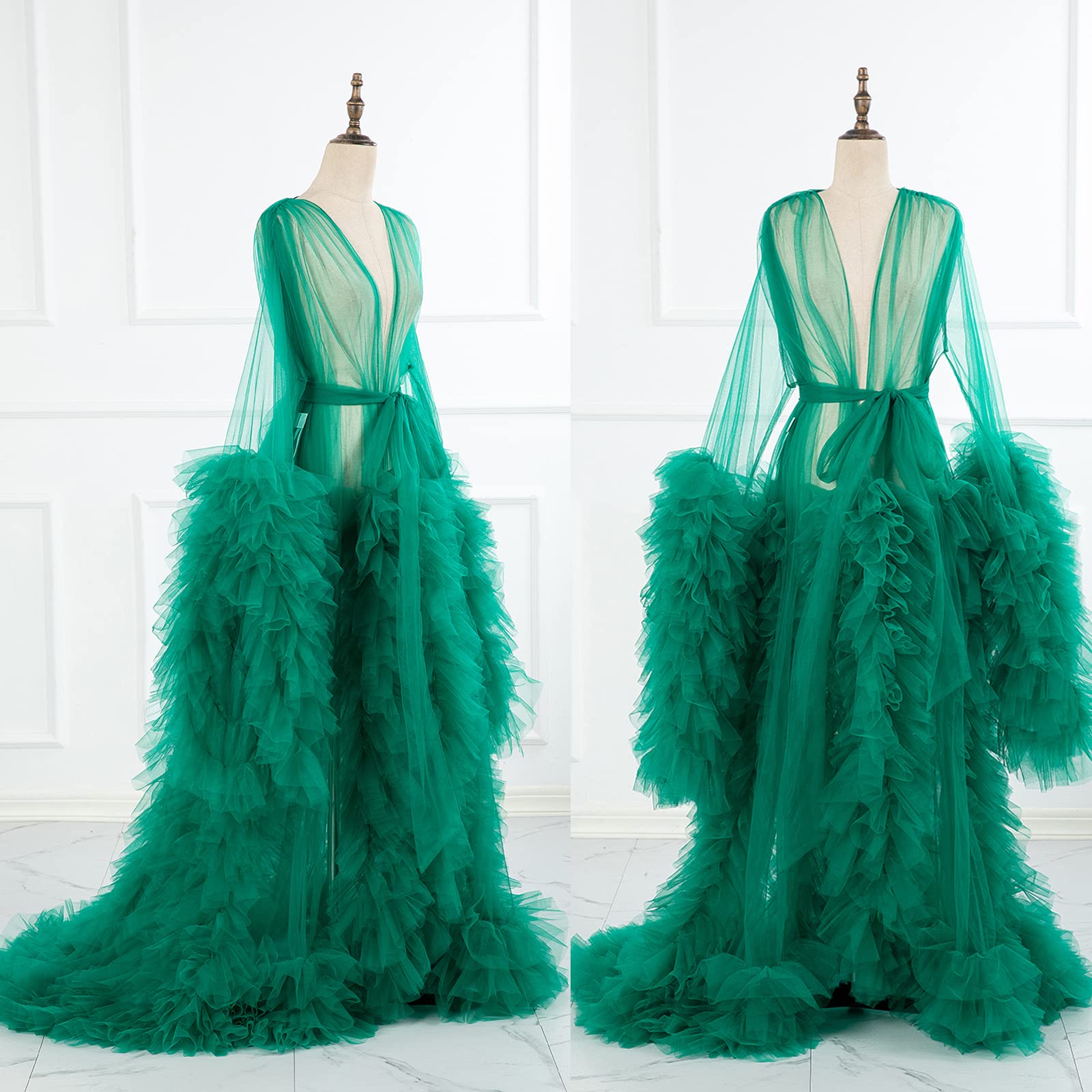 Maternity Robe for Photoshoot - Women's Lingerie & Old Hollywood Style Tulle Bathrobe Nightgown - Perfect for Maternity Photos, Bridal Shower, Boudoir Photography and Luxury Loungewear