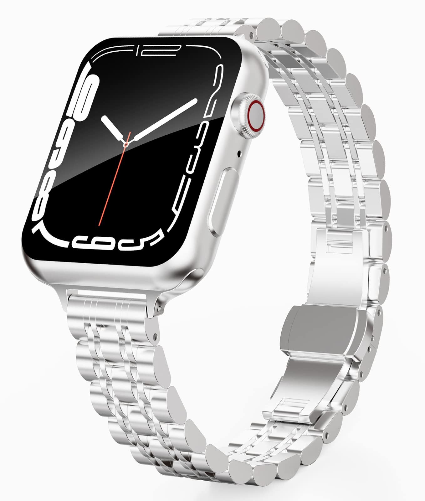 Slim Stainless Steel Metal Watch Band for Apple Watch 41mm 40mm 38mm 45mm 42mm 44mm 49mm - Thin Chain Link Bracelet Compatible with iWatch Series 9/8/7/SE/Ultra/6/5/4/3/2/1 - Elegant & Durable Replacement Strap for Women, Perfect for Work, Gym & Everyday Wear