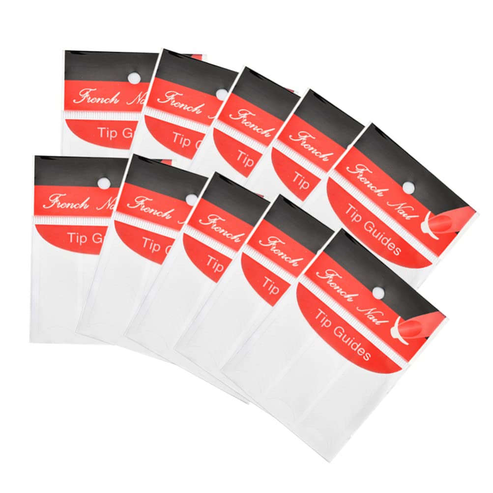 FOMIYES U-Shaped Nail Tip Guides - 10 Sheets for DIY French Manicure & Nail Art Stencils - Perfect for Salon, Home Use & Professional Nail Designs