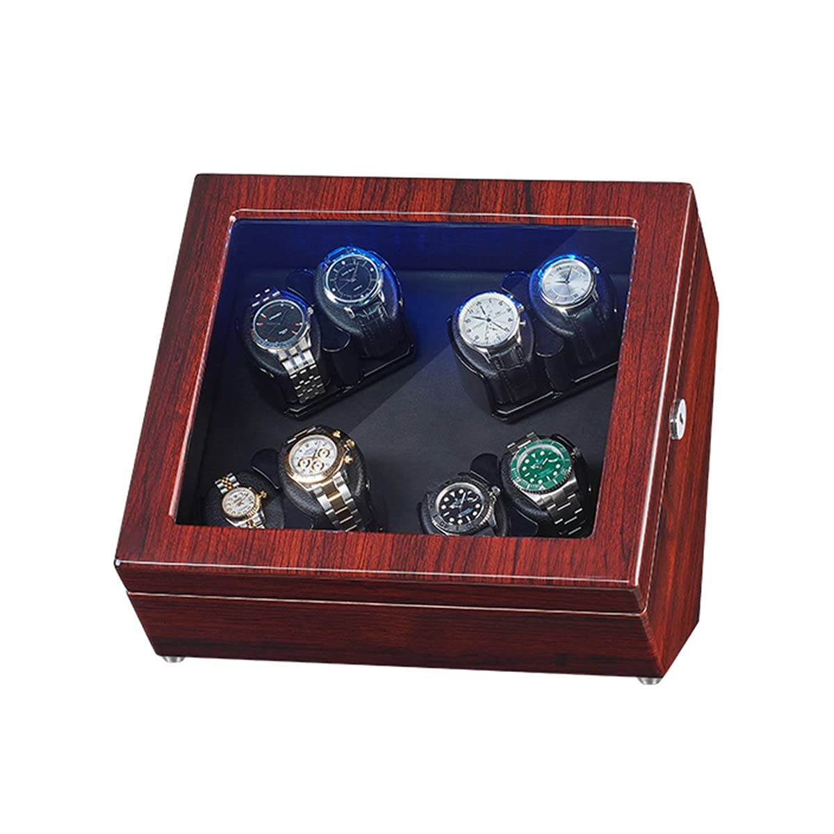 **Automatic Watch Winder for 8 Watches – Quiet Japanese Mabuchi Motor, LED Display, Adjustable Watch Pillows – Fits Men & Women (Black) – Perfect for Watch Collectors & Luxury Storage**
