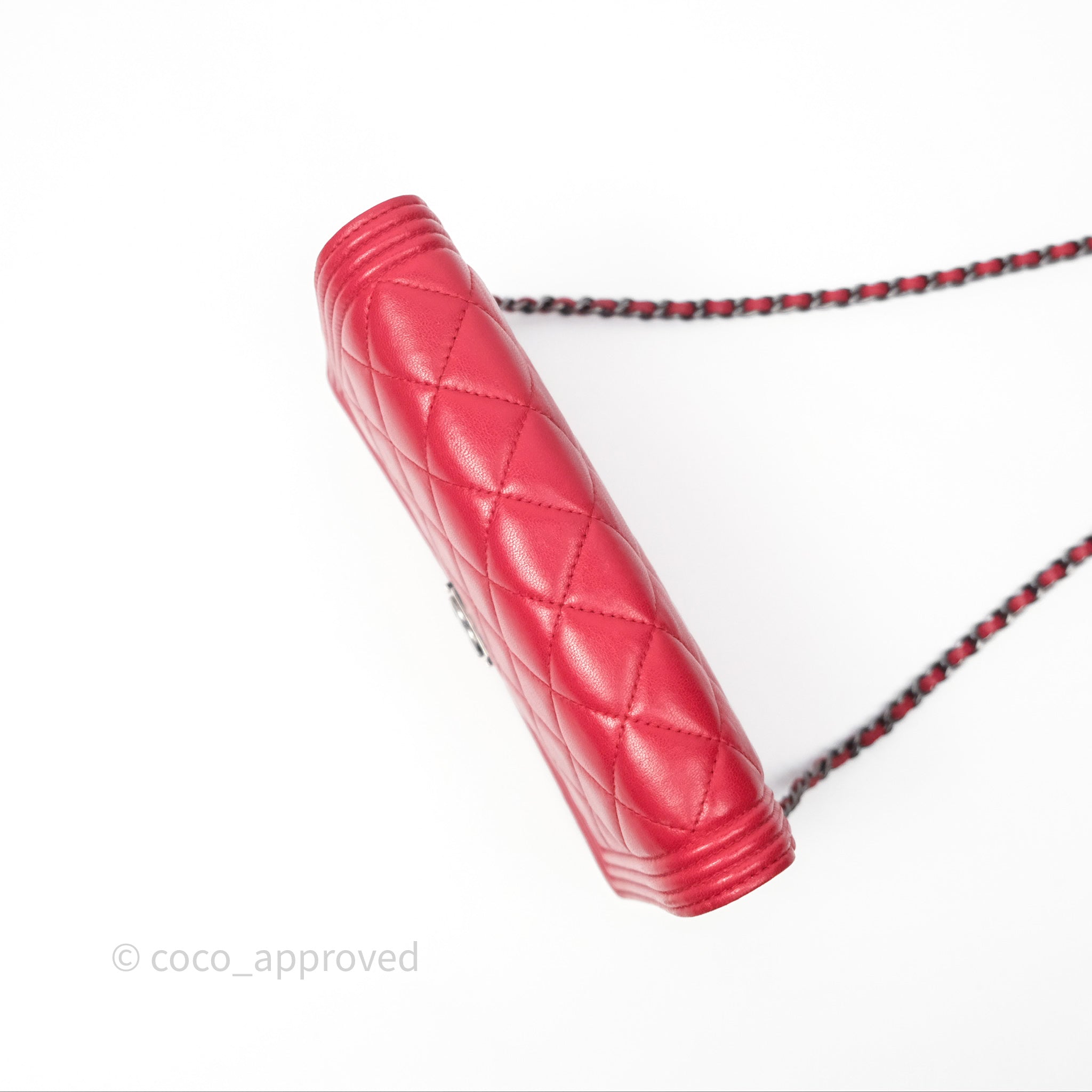Chanel Boy Wallet on Chain WOC Red Lambskin Ruthenium Hardware - Luxury Crossbody Bag for Women, Perfect for Parties, Date Nights & Evening Events