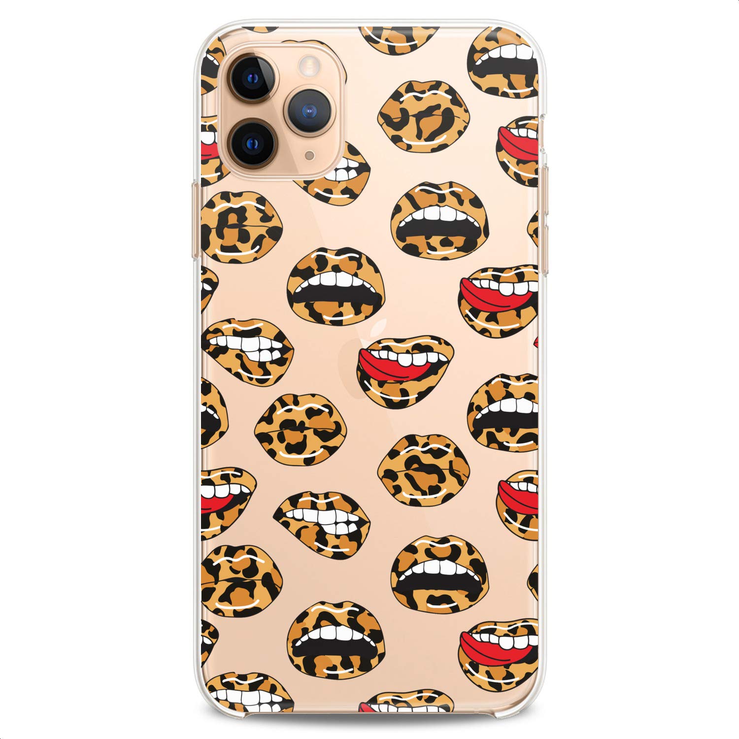 Premium TPU Phone Case for iPhone 16/15/14/13/12/11 Pro Max/Plus/Mini/XS/XR/X/8/7/6/5/SE - Slim Clear Leopard Lips Design, Flexible Silicone Protective Cover for Women - Perfect for Everyday Use, Office & School Accessory