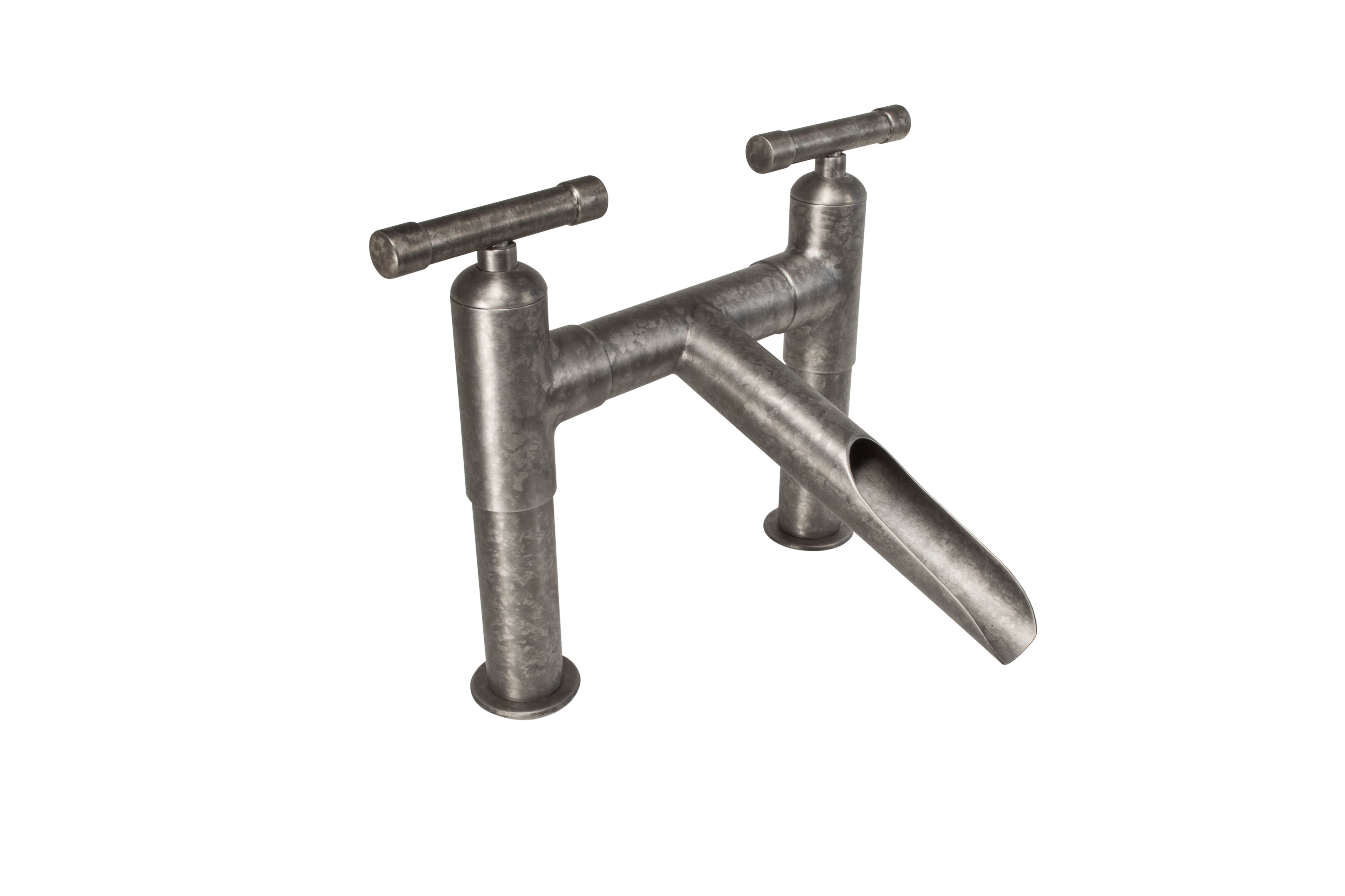 Deck Mount Lavatory Faucet - Modern Bathroom Sink Faucet with High Arc Spout for Home & Commercial Use | Perfect for Bathrooms, Restrooms, and Powder Rooms
