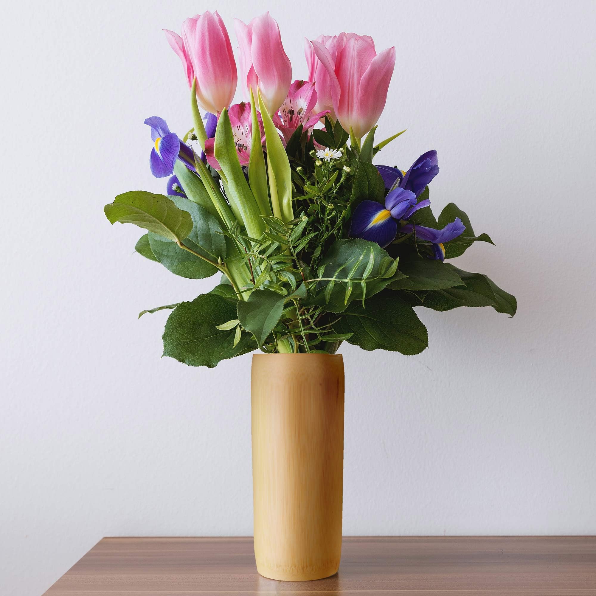 Natural Bamboo Flower Vase Holder Set of 10 - Carbonized Brown 9.8 Inch - Home Decor, Wedding Centerpiece, Table Decoration, Rustic Farmhouse Style