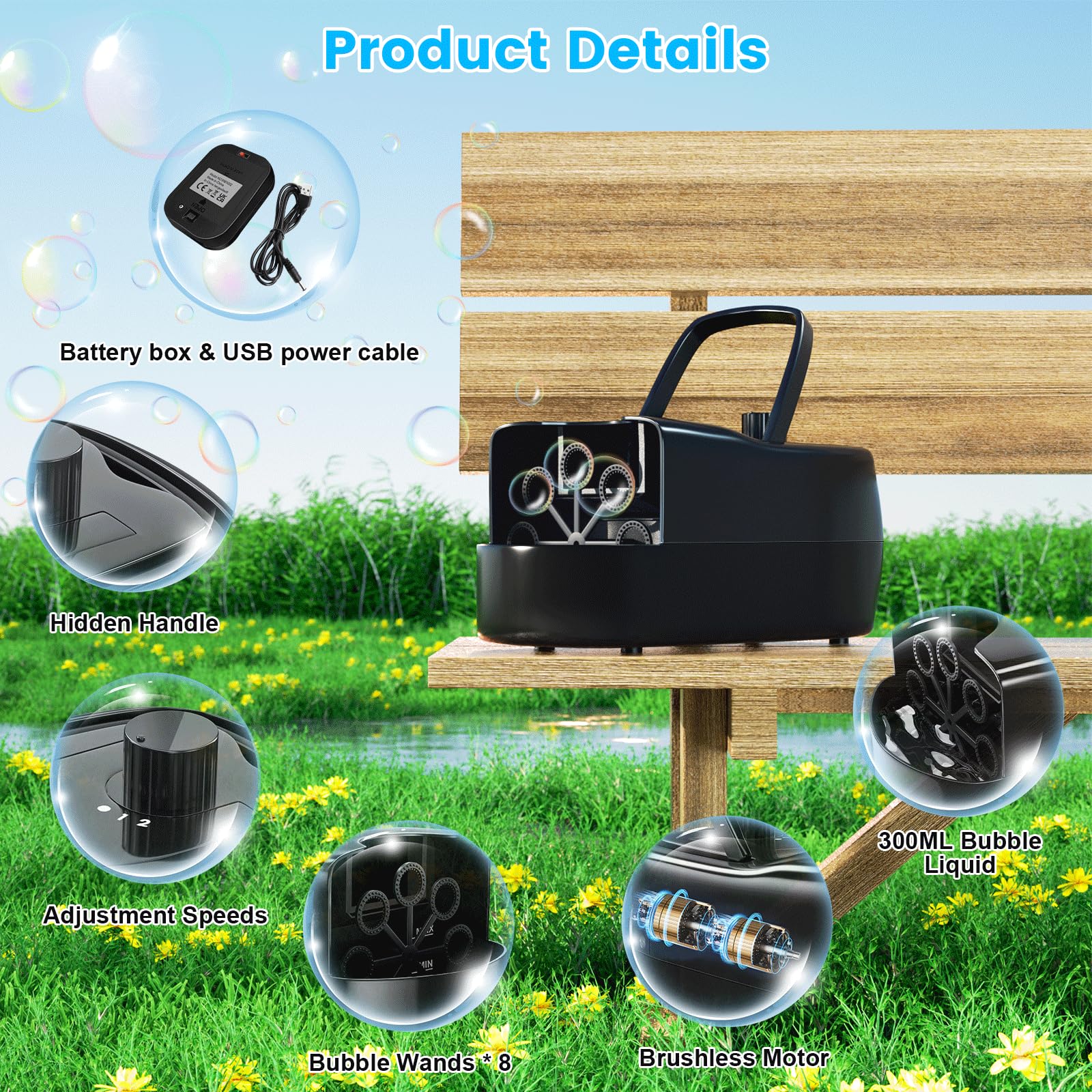 Best Bubble Machine for Kids - Automatic Electric Bubble Blower Maker with 500+ Bubbles Per Minute - Portable Party Decorations for Weddings, Birthdays & Outdoor Events - Fun Summer Toy for Backyard, Park & Pool Parties