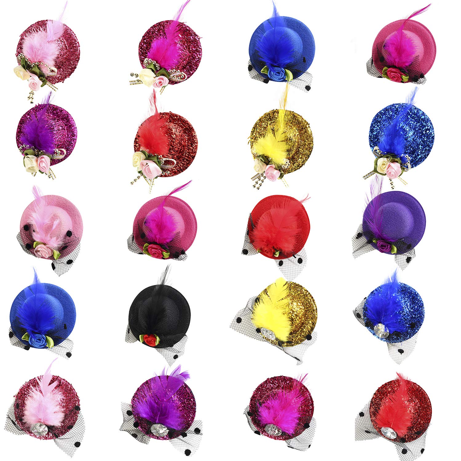 Elegant Mini Top Hat Fascinator Hair Clips, Barrettes & Hairpins for Girls - Perfect for Weddings, Tea Parties & Special Occasions