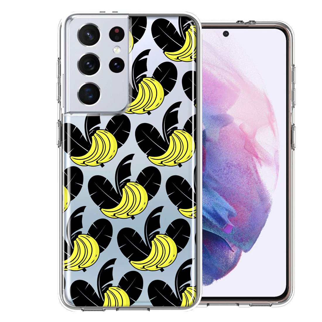 Samsung Galaxy S21 Ultra Phone Case - Tropical Bananas Design Double Layer Protective Cover for Shockproof & Anti-Scratch - Perfect for Travel, Beach & Summer Style