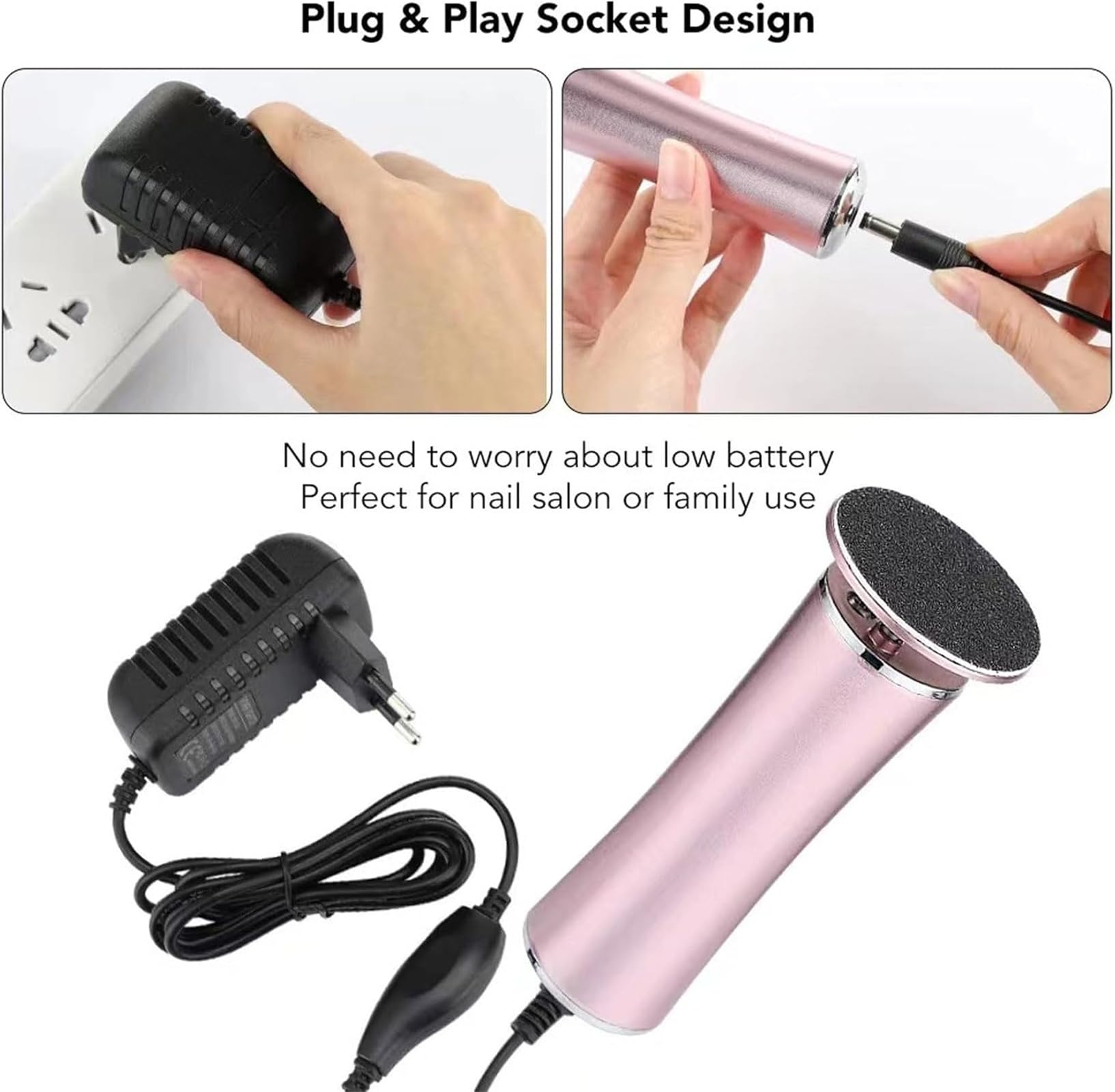 Electric Foot Callus Remover - 360° Rotation with 60PCS Sanding Discs - Professional Pedicure Tool for Women & Men - Perfect for Dry, Cracked Heels & Callus Removal at Home or Salon