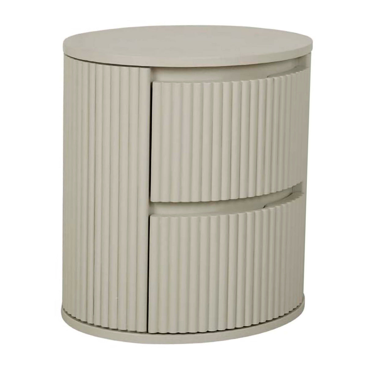 Benjamin Ripple Round Bedside Table - Modern Nightstand with Storage Shelf for Bedroom, Living Room, or Office - Perfect for Lamps, Books, and Decor