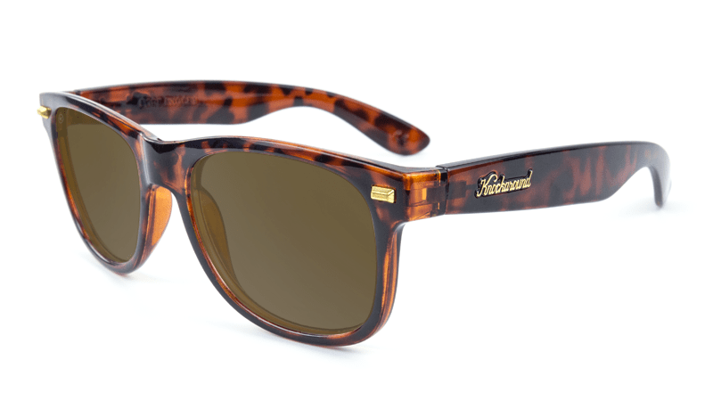Fort Knocks Glossy Tortoise Shell & Amber Sunglasses - UV Protection Polarized Lenses for Outdoor Activities, Driving, and Beach Vacations