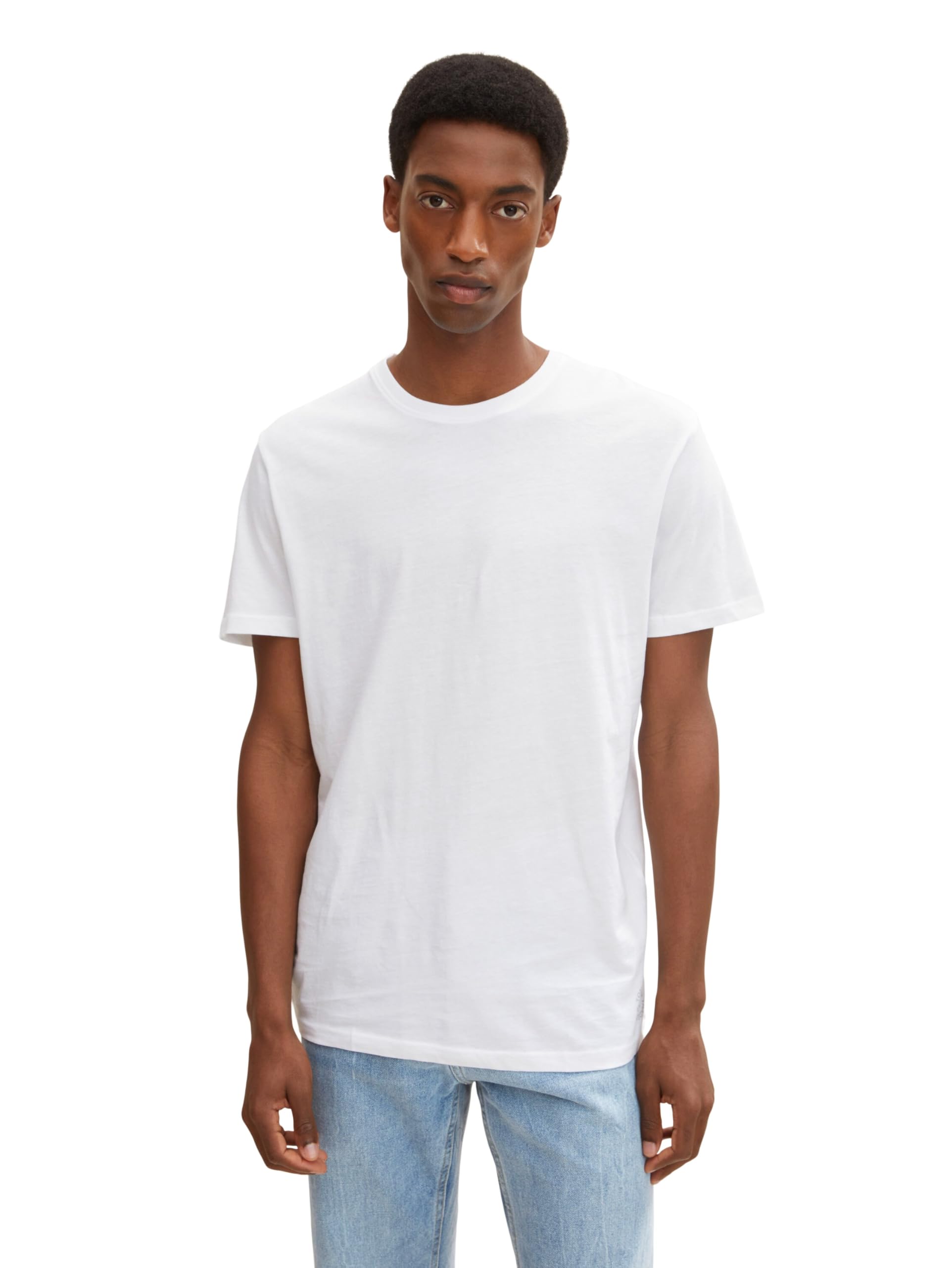 Tom Tailor Men's Crew Neck Double-Layer T-Shirt - White & Black Options | Casual Wear, Street Style, Everyday Comfort