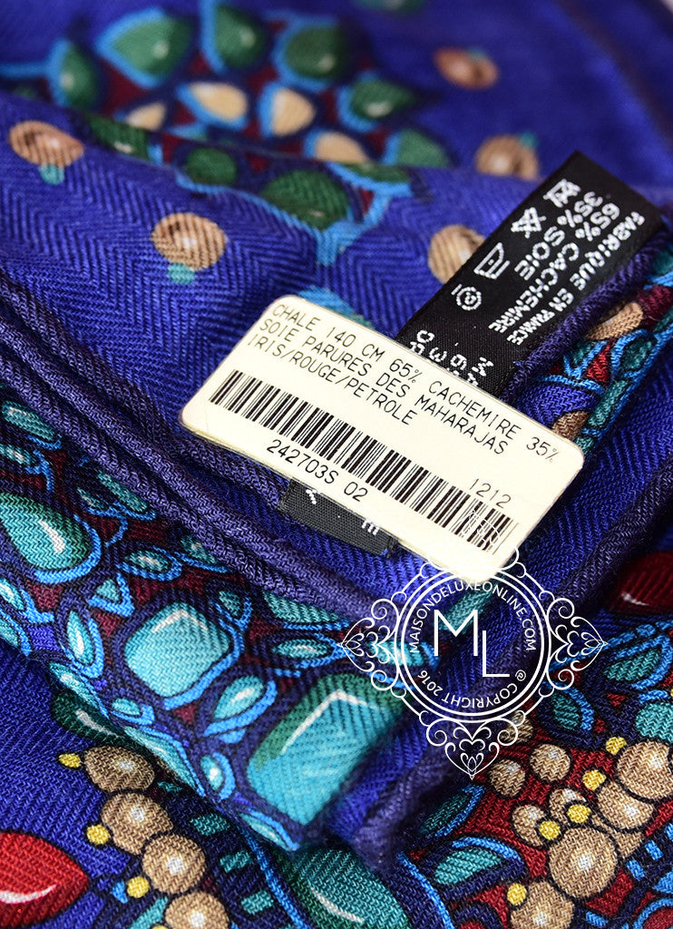 Hermes Parures des Maharajas Iris Cashmere Shawl Scarf 140 GM - Luxury Women's Fashion Accessory for Gifts, Parties & Special Occasions