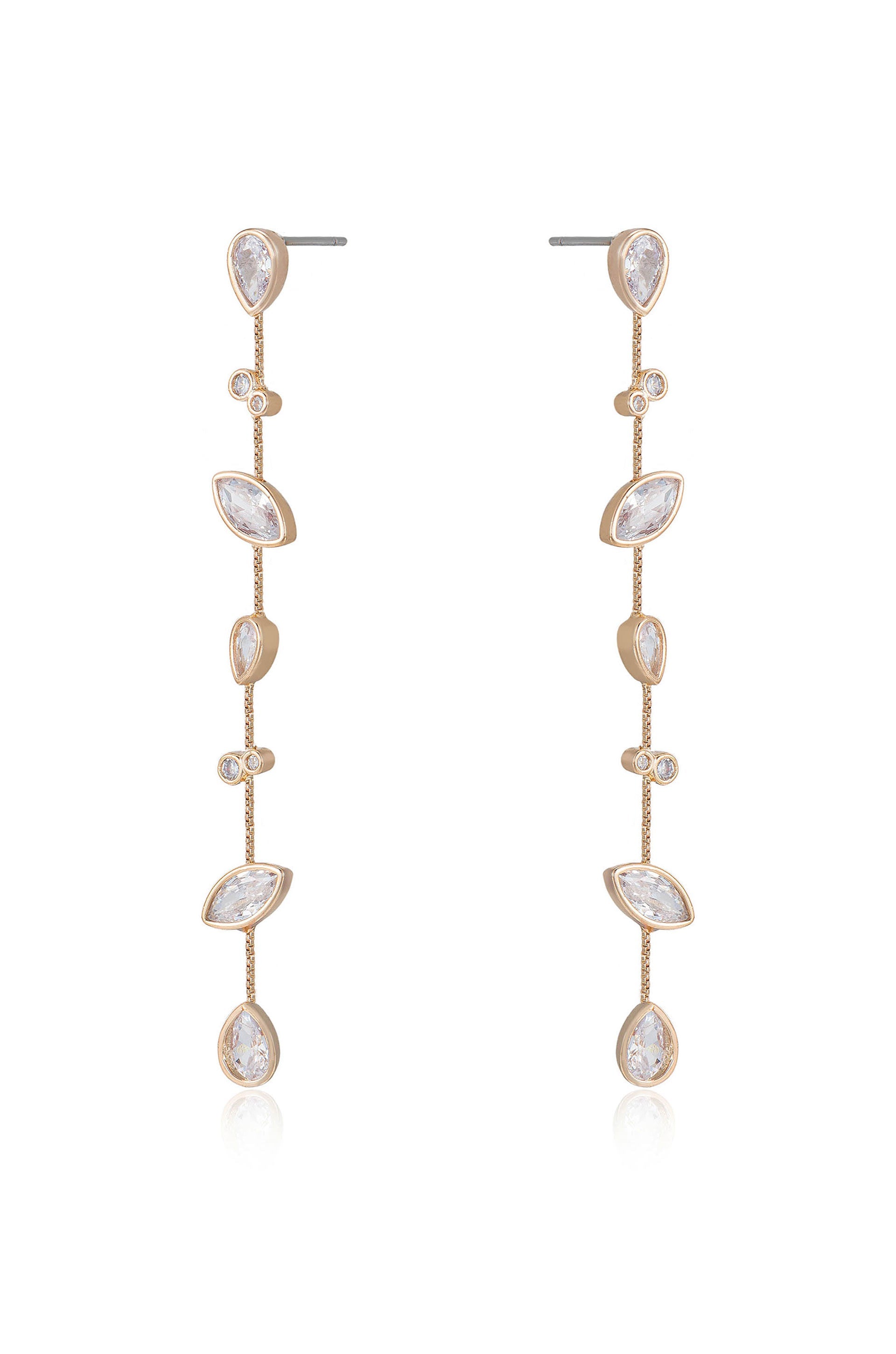 Elegant Falling Bezel Crystal Dangle Earrings for Women - Sparkling Fashion Jewelry for Party, Wedding & Evening Events