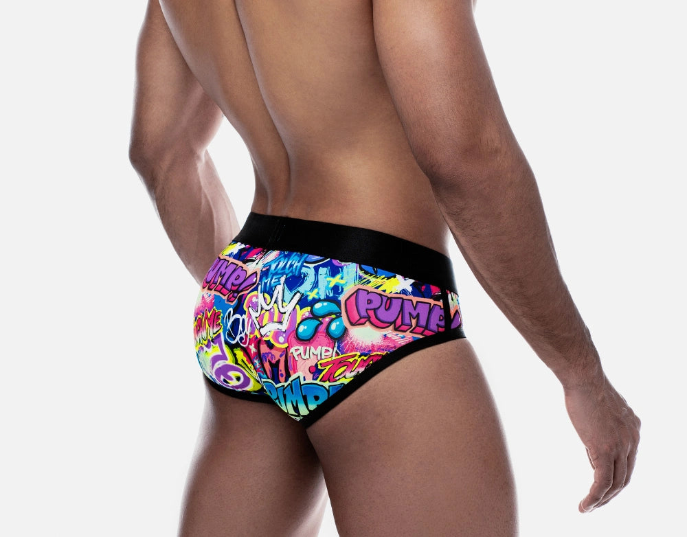 PUMP! Drip Brief Graffiti - Trendy Hip-Hop Streetwear Underwear for Men | Perfect for Urban Fashion & Hip-Hop Dance Performances