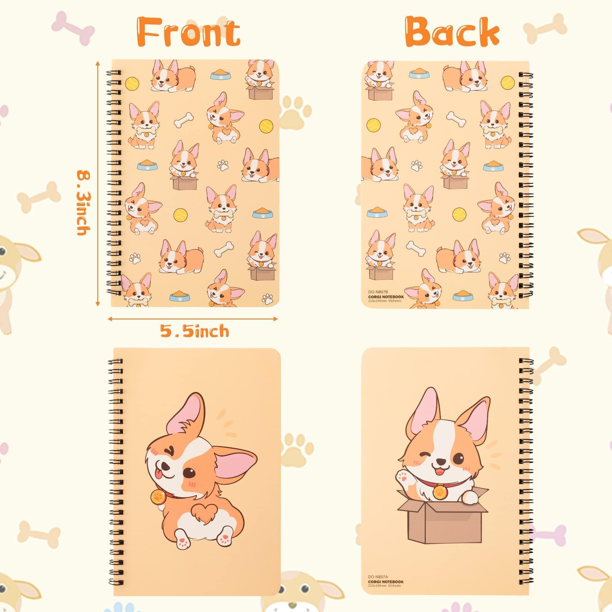 2-Pack Cute Corgi Spiral Notebooks - Lined Journal for School, Office & Note Taking - Adorable Dog Design for Students & Pet Lovers