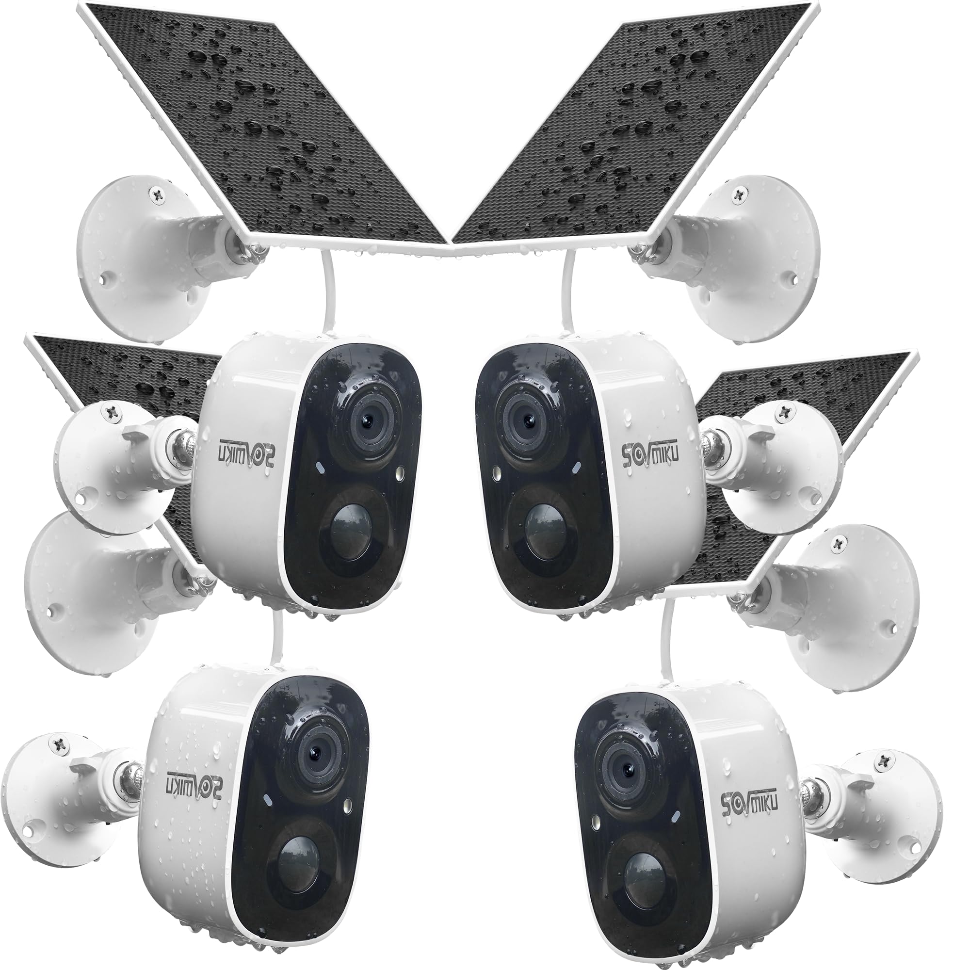 SOVMIKU 4CG6 2K Solar Security Camera Wireless Outdoor - Battery Powered, Easy Setup, Motion Detection, 2-Way Audio, Alarm, 2.4GHz Wi-Fi, Color Night Vision, SD Card Slot - Perfect for Home Security, Backyard Monitoring & Property Protection