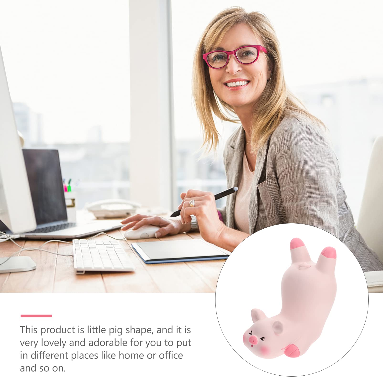 KESYOO Adjustable Pink Pig Phone Stand - Cute Animal Desktop Cell Phone Holder for iPhone, Samsung, Business Cards & Glasses | Perfect for Office, Home & Travel