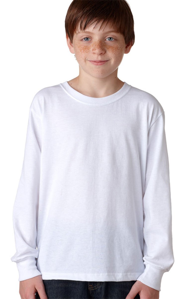 Jerzees Boys Heavyweight Blend Long-Sleeve T-Shirt - White - 29BL - Comfortable Cotton Crewneck Tee for School, Sports & Everyday Wear