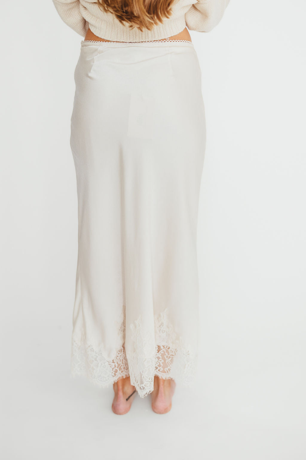 Isabelle French Lace Midi Skirt in Ivory - Elegant Floral Pattern, High Waist A-Line Skirt for Women | Perfect for Weddings, Parties & Date Nights