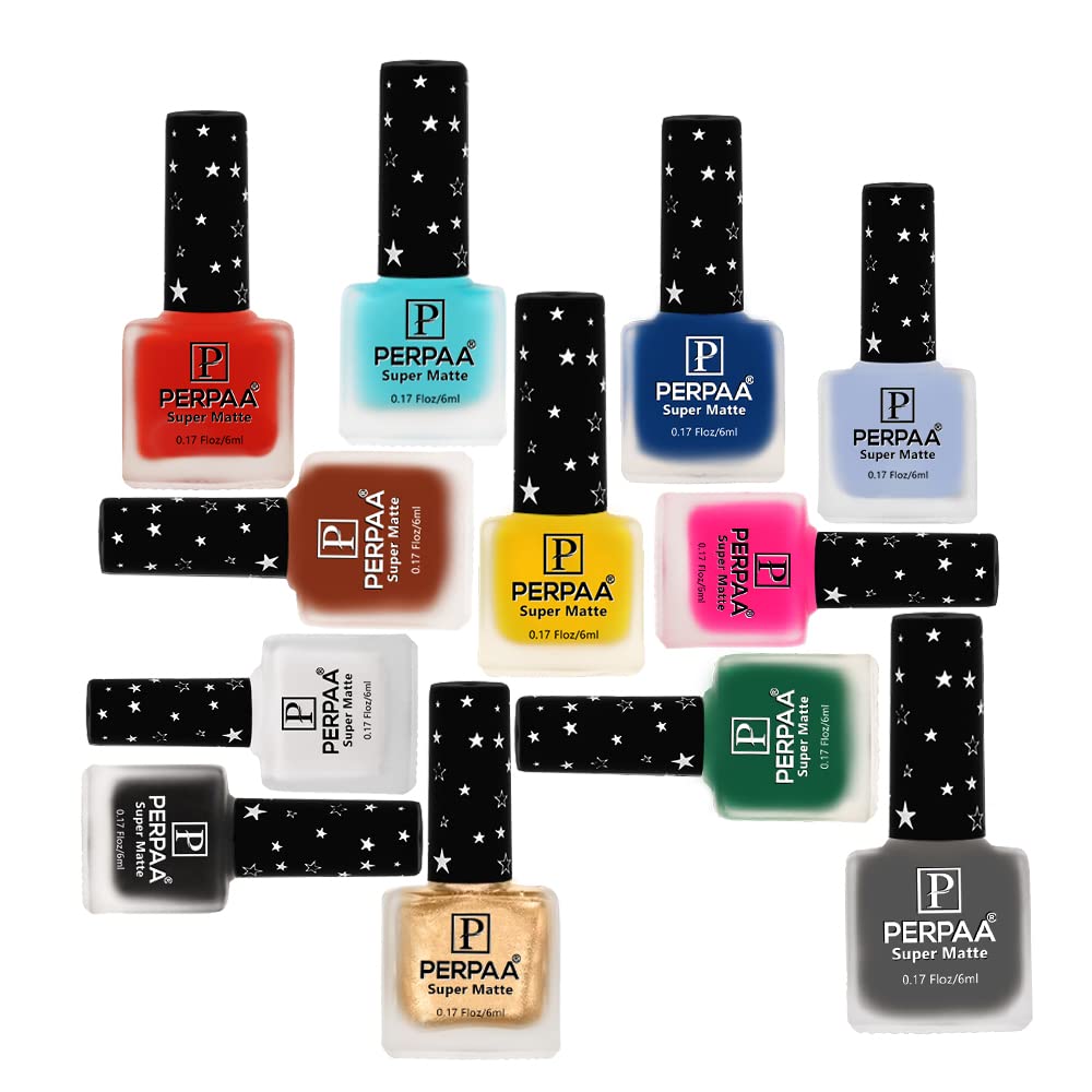 PERPAA® Super Matte Nail Polish Set - 12 Long Lasting Chip Resistant Nail Paints for Women (6ml Each) - Multi-Color Combo No.12 - Perfect for Everyday Wear, Parties & Special Occasions
