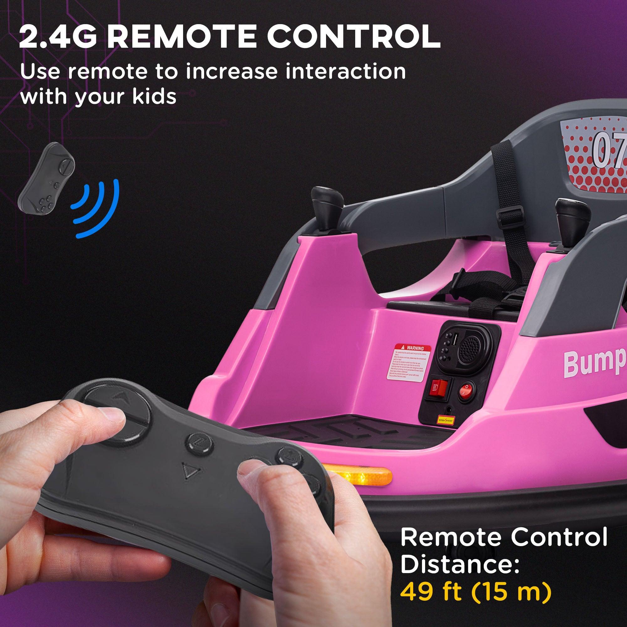12V Electric Bumper Car for Kids Ages 1.5-5 Years - 360° Spinning Ride-On Toy with Parent Remote Control, LED Lights & Music (Pink) - Perfect for Indoor Playrooms, Backyard Fun & Birthday Parties