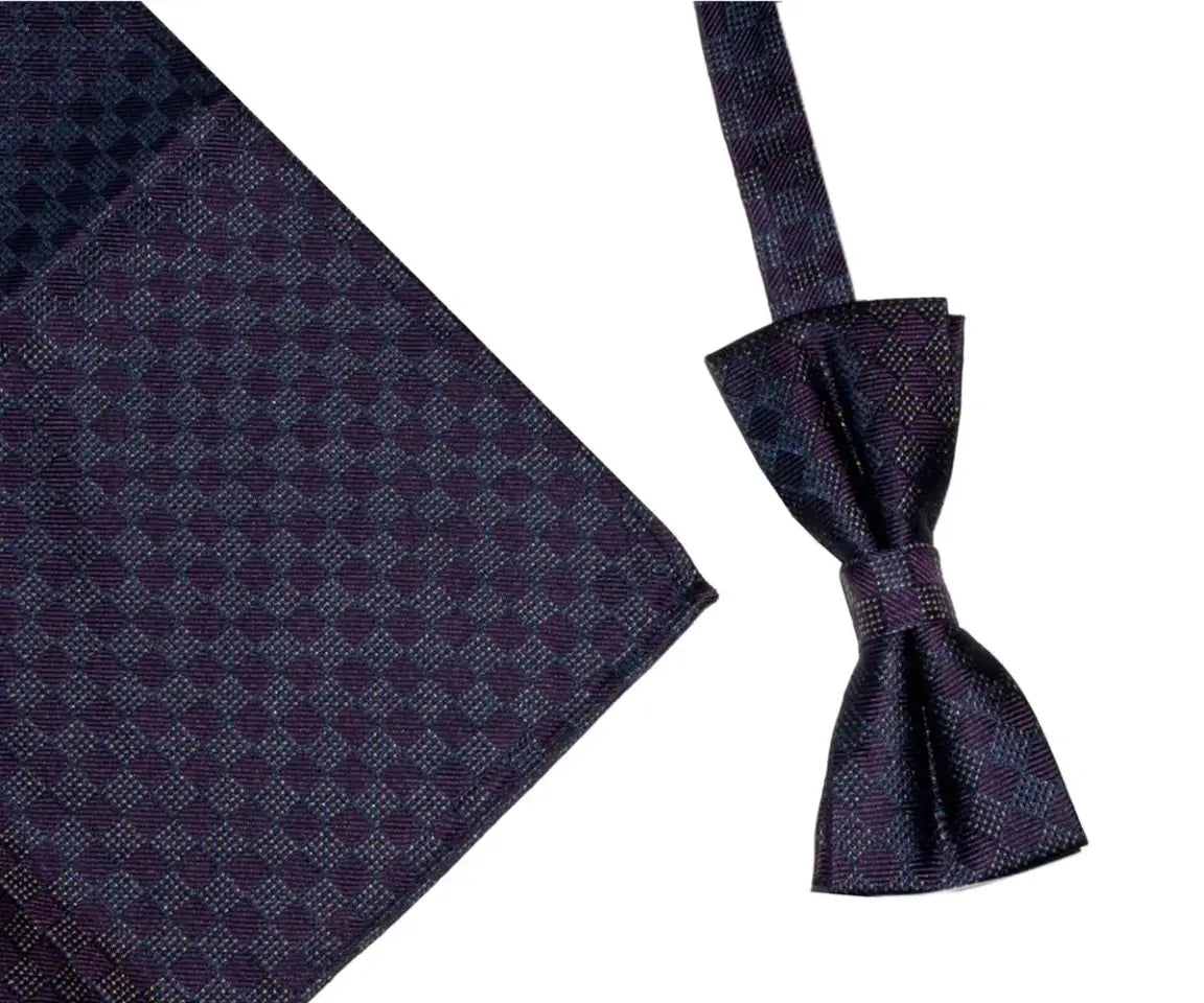 Elegant LA Smith Wine Silk Slim Bow Tie & Pocket Square Set for Weddings, Prom & Formal Events