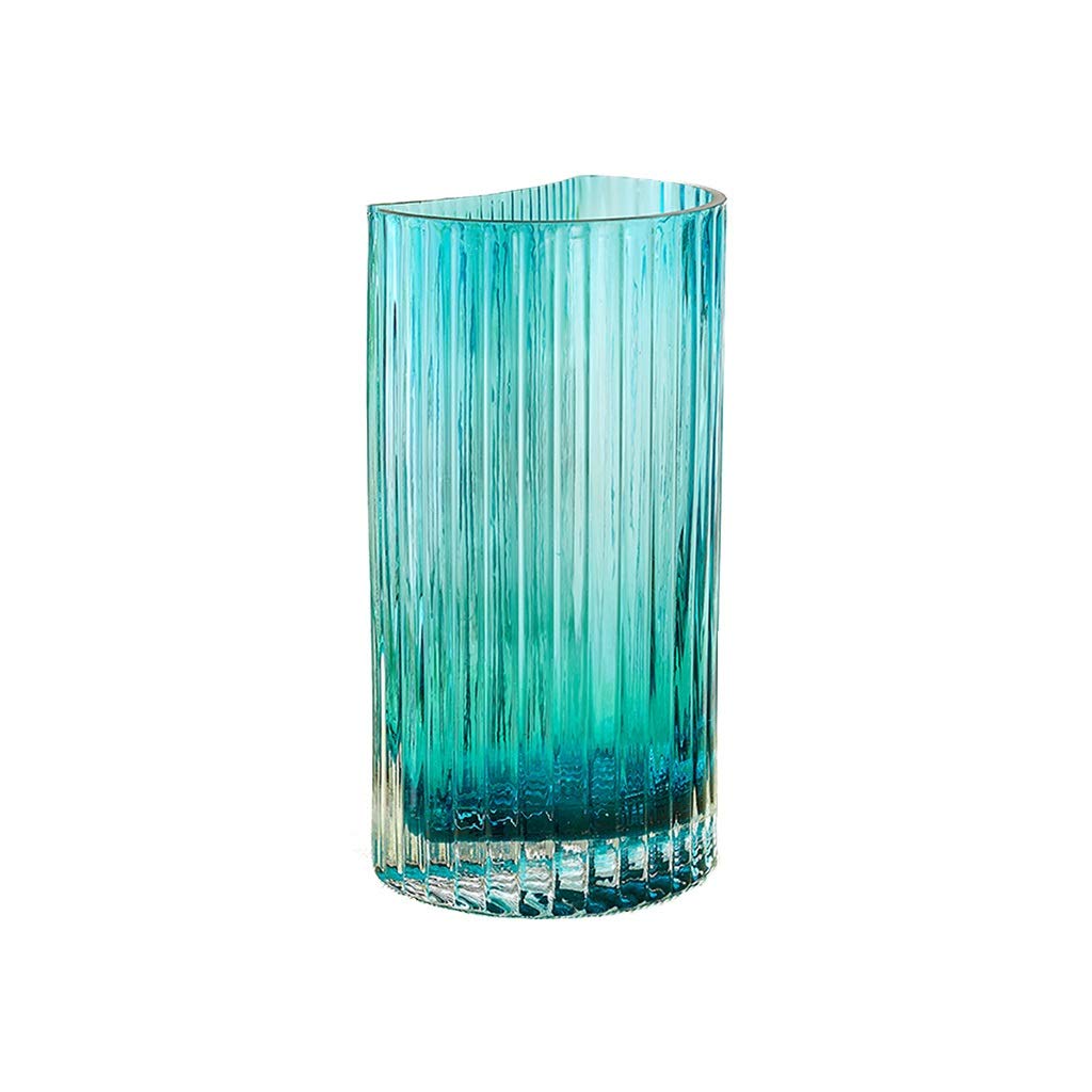 Handmade Glass Vase - Semicircle Decorative Vase for Artificial Flowers, Blue/Brown Home Decor - Perfect for Kitchen, Bedroom & Dining Table Centerpiece | Durable & Stable Decorative Jarrones