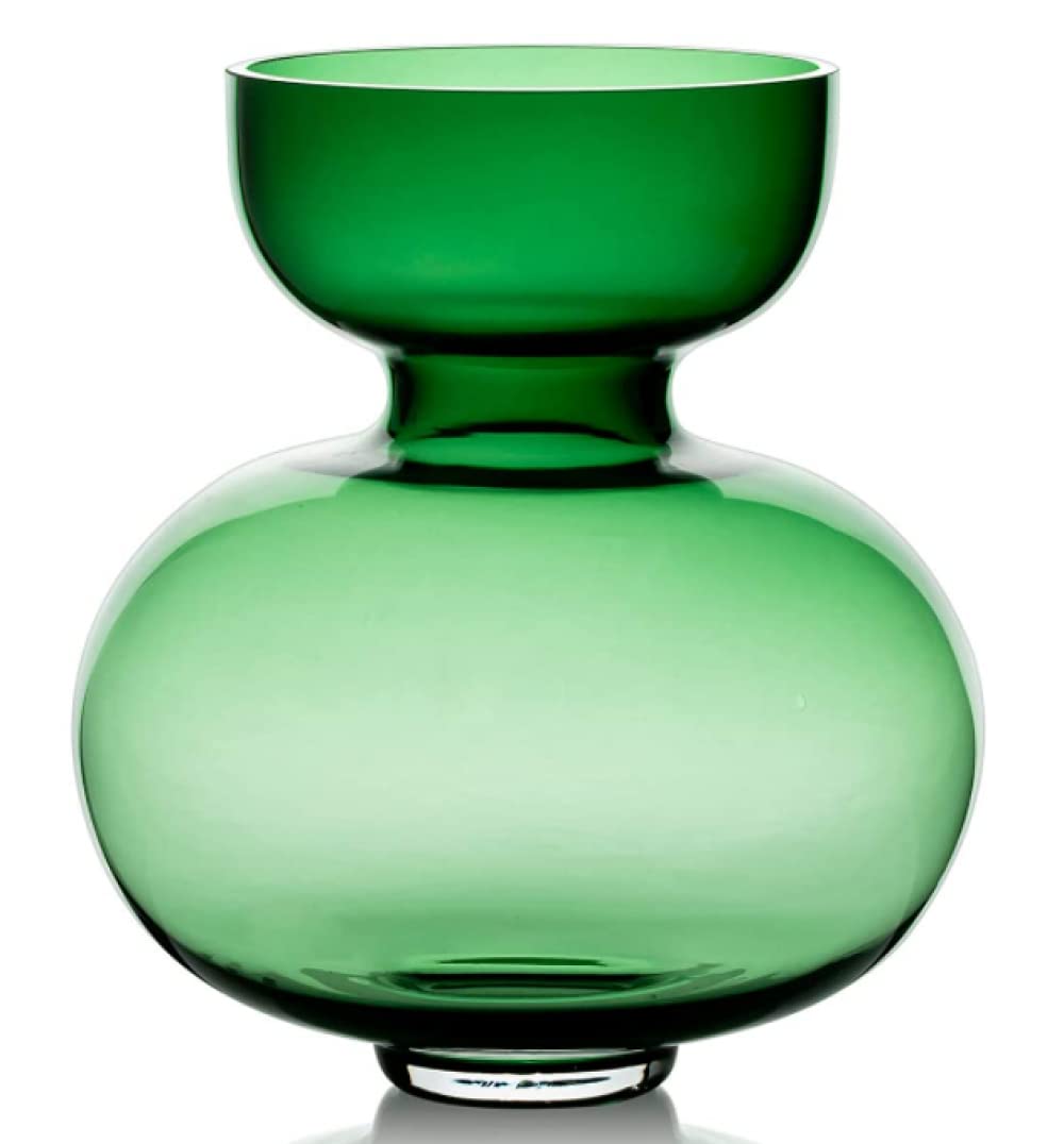 Modern Glass Vase for Flowers - Elegant Art Vase for Home Decor, Wedding Centerpiece & Table Decoration - Green | Perfect for Living Room, Dining Table & Wedding Reception Decorations